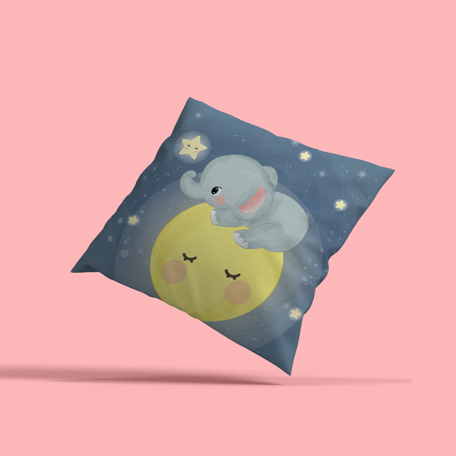 queence Dekokissen »Vollmond mit Elefant«, Kissenhülle mit HD Premium Druck, geruchsneutral, 40x40cm
