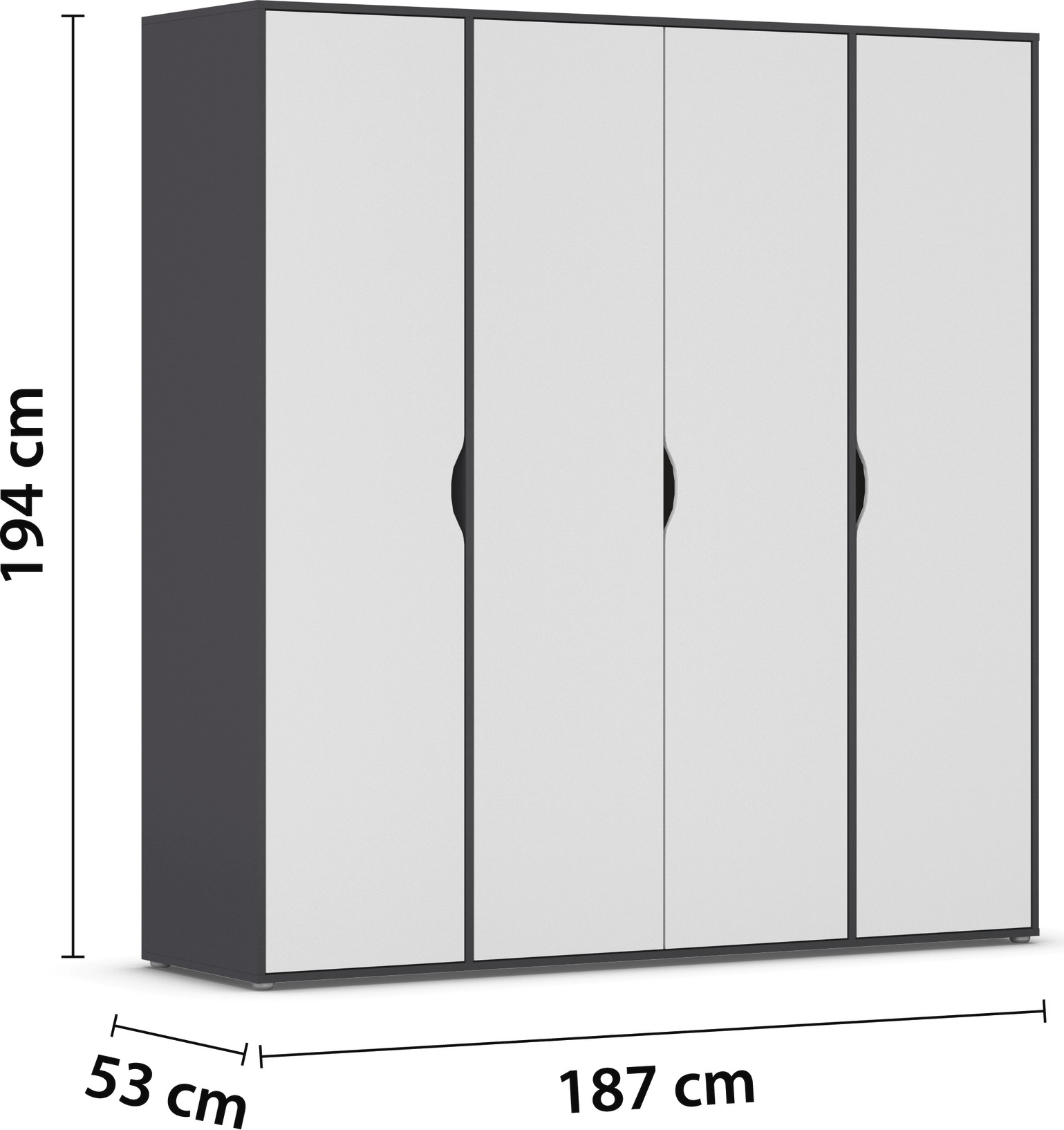rauch Drehtürenschrank »Kleiderschrank Schrank Garderobe Wäscheschrank NARAI viel Stauraum«, (in 3 verschiedenen Ausstattungen BASIC/CLASSIC/PREMIUM), Griffausfräsungen für eine grifflose Optik TOPSELLER MADE IN GERMANY