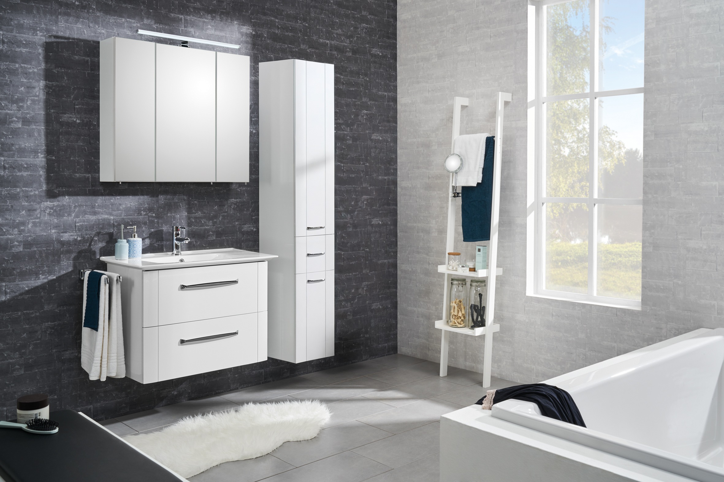 Saphir Badmöbel-Set »Serie 3006 3-teilig Keramik-Waschtisch mit Spiegelschr günstig online kaufen