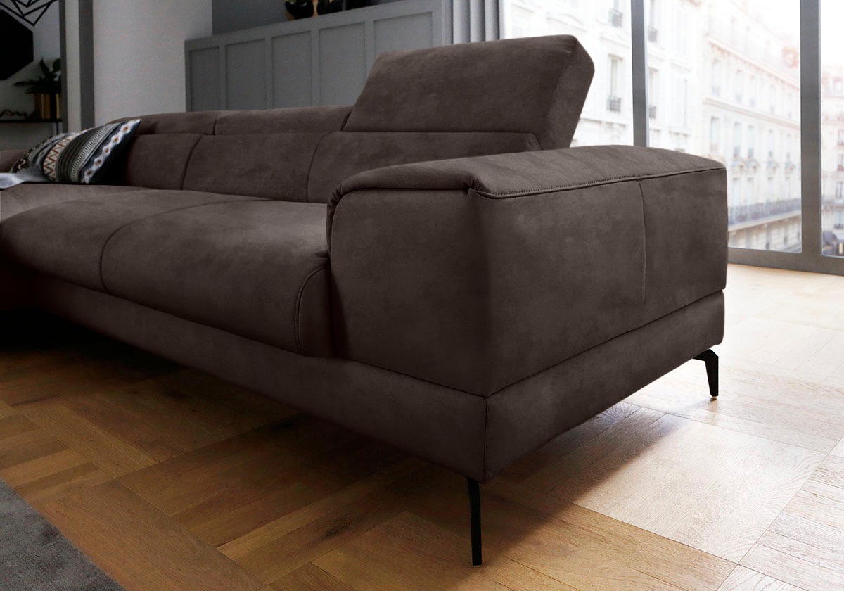 W.SCHILLIG Ecksofa »piedroo, Designsofa mit tollem Sitzkomfort, L-Form«, Kopfteilverstellung, wahlweise mit Sitztiefenverstellung, Breite 303cm