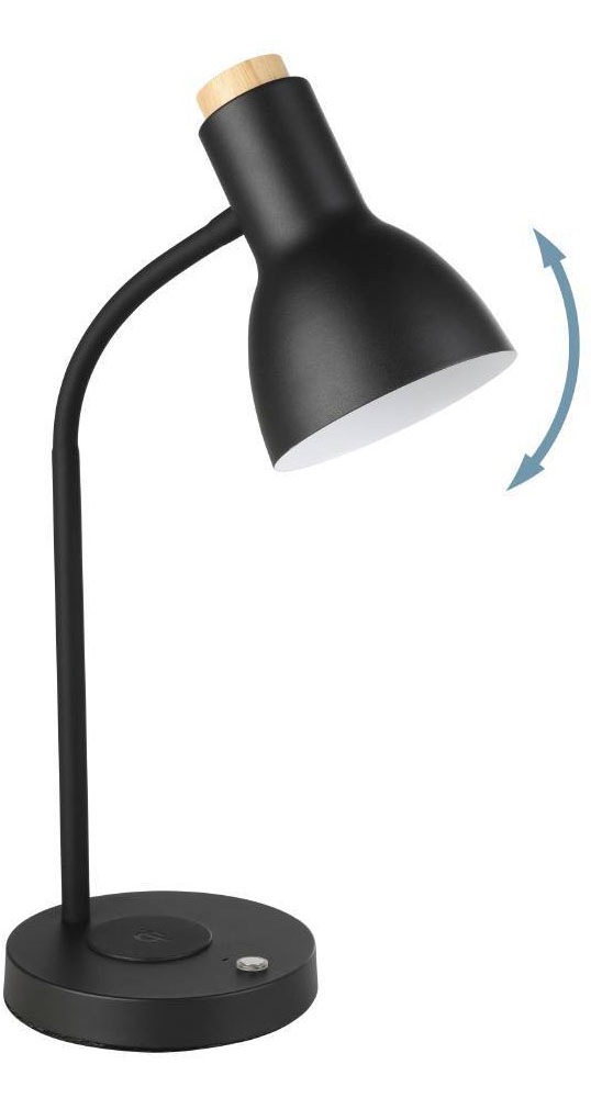 EGLO Tischleuchte »VERADAL-QI«, 1 flammig, Leuchtmittel LED-Modul | LED wechselbar, Nachttischlampe mit QI-Ladefunktion, Touch, dimmbar, Holz und Metall