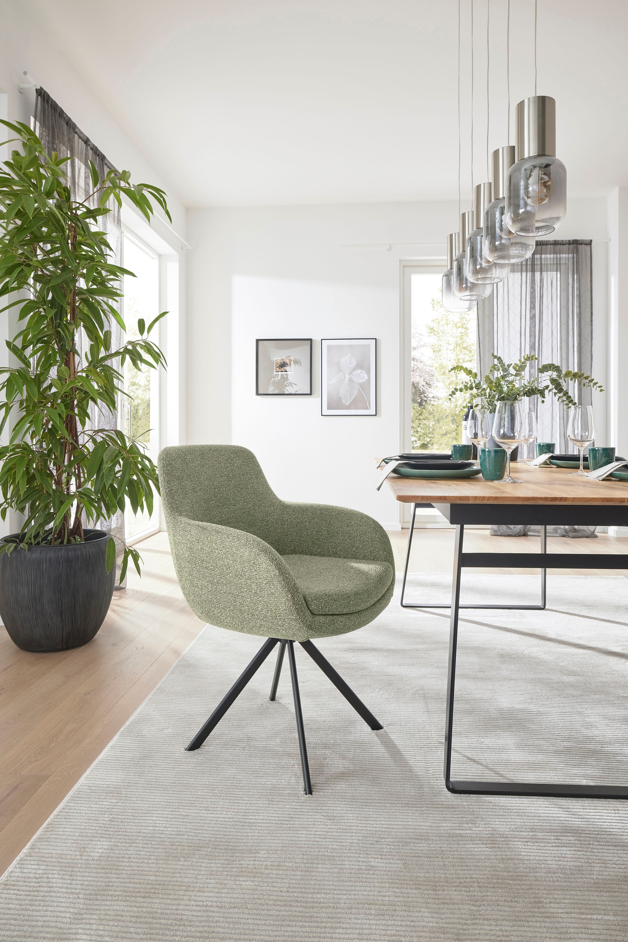 Musterring Esszimmerstuhl »Tavia«, (Set), 2 St., Chenille, Stativgestell Ei günstig online kaufen