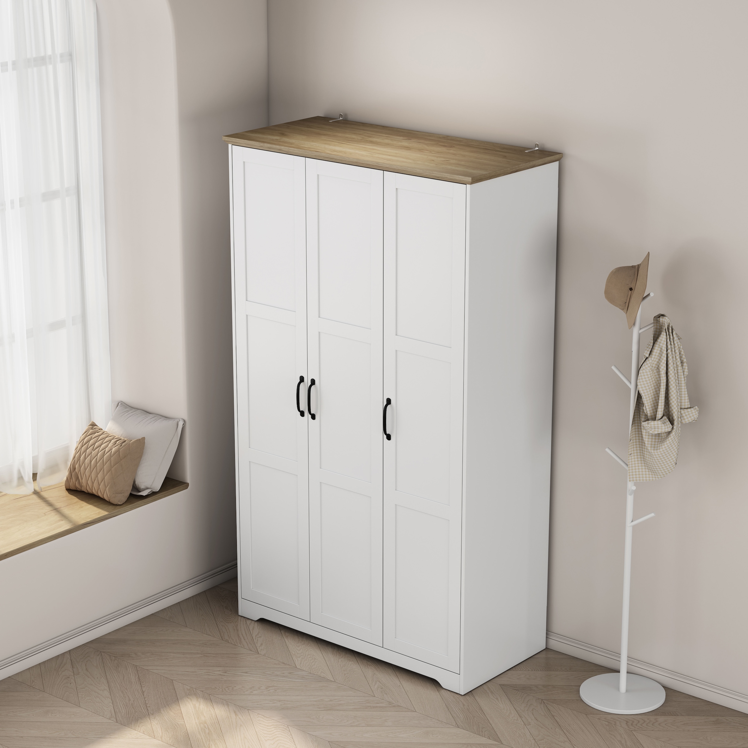OTTO home Kleiderschrank »Emmilia Schrank Schlafzimmerschrank im Landhaus Design« Mit vielen Einlegeböden und Softclose,  Landhaus Schrank mit  3 Türen Breite 113,4cm, Höhe 2m