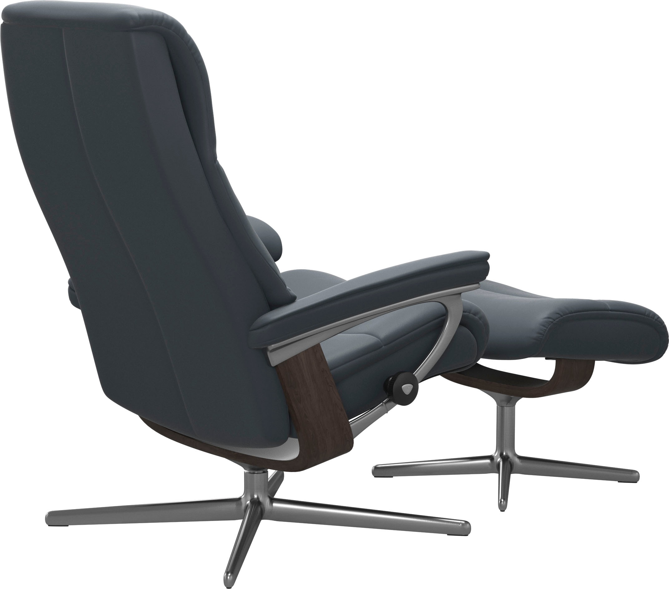 Stressless® Relaxsessel »View«, (Set, Relaxsessel mit Hocker), mit Hocker, mit Cross Base, Größe S, M & L, Holzakzent Wenge