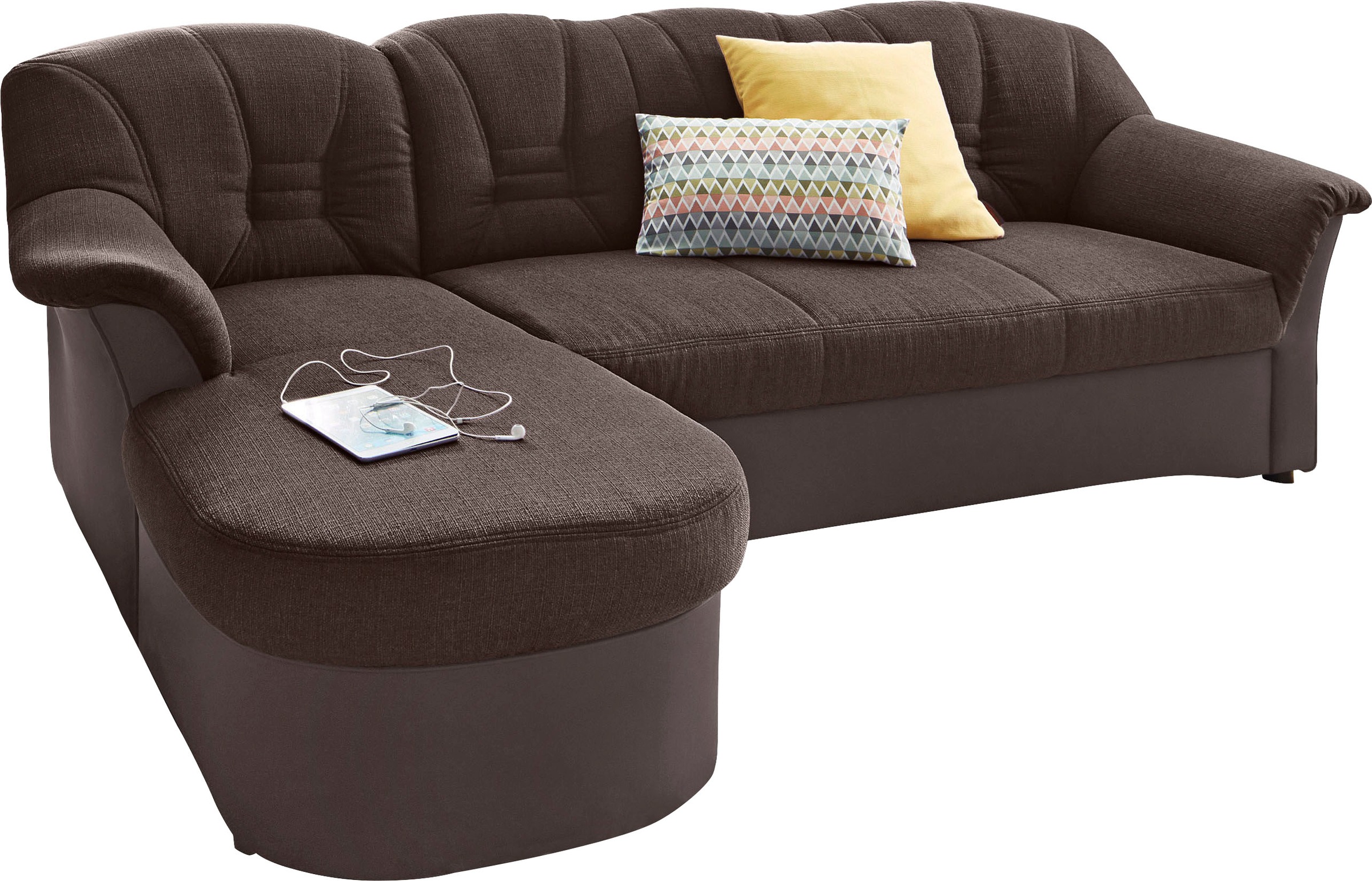 DOMO collection Ecksofa »Elva, zeitlose Formensprache, elegante Rückenstepp günstig online kaufen