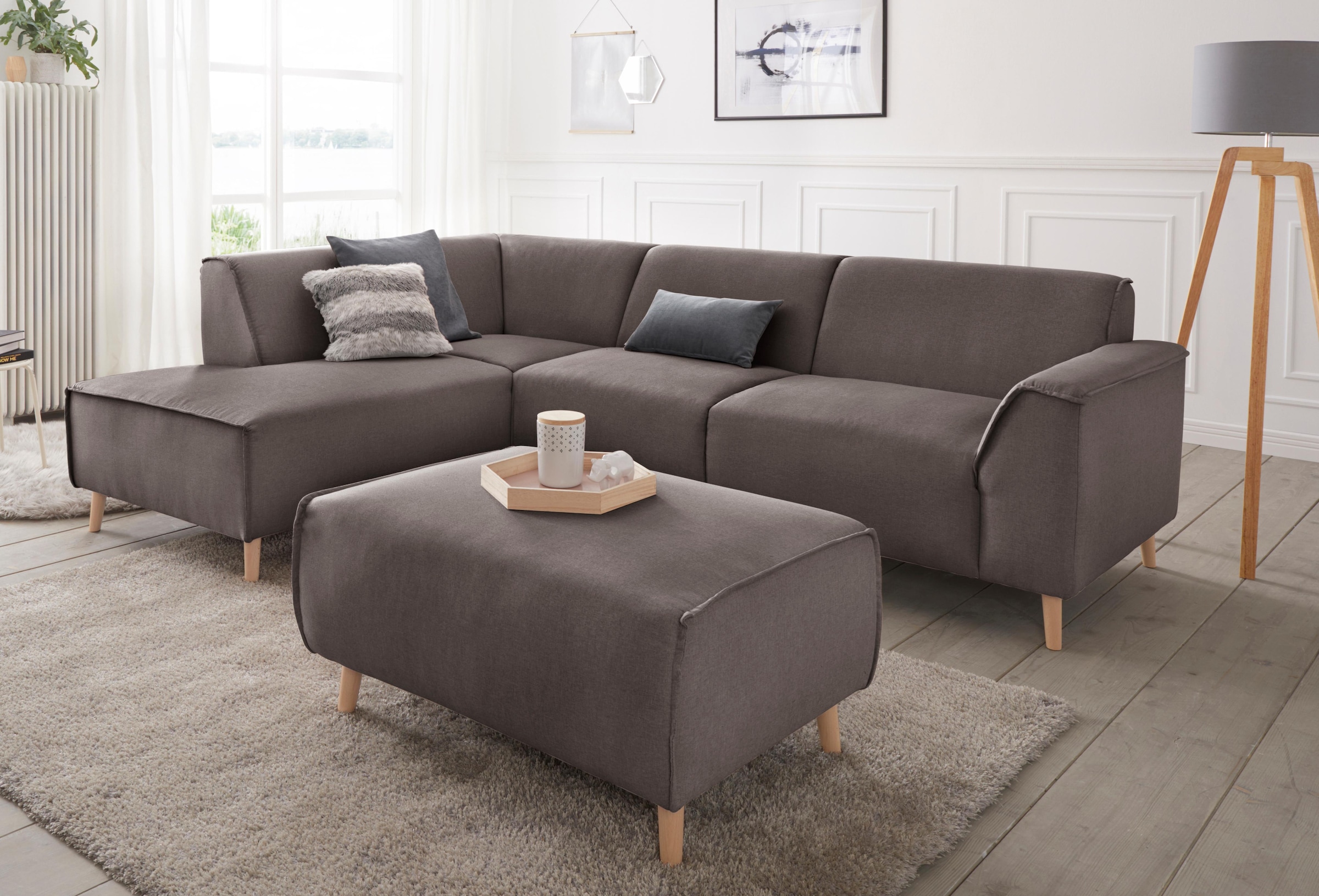 andas Ecksofa »Janek L-Form«, mit Federkern und Keder in scandinavischem Design