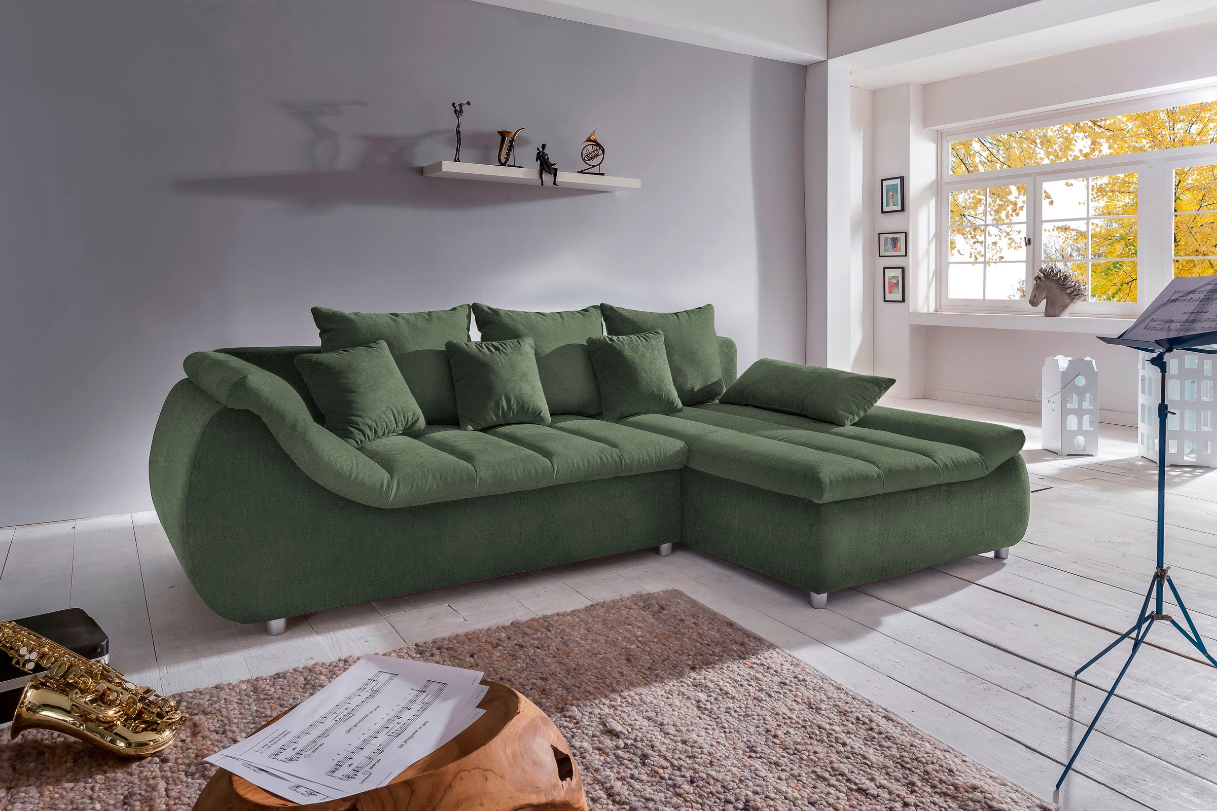 INOSIGN Ecksofa »Imola elegant und bequem, aktuelle Steppung im Sitz, L-For günstig online kaufen