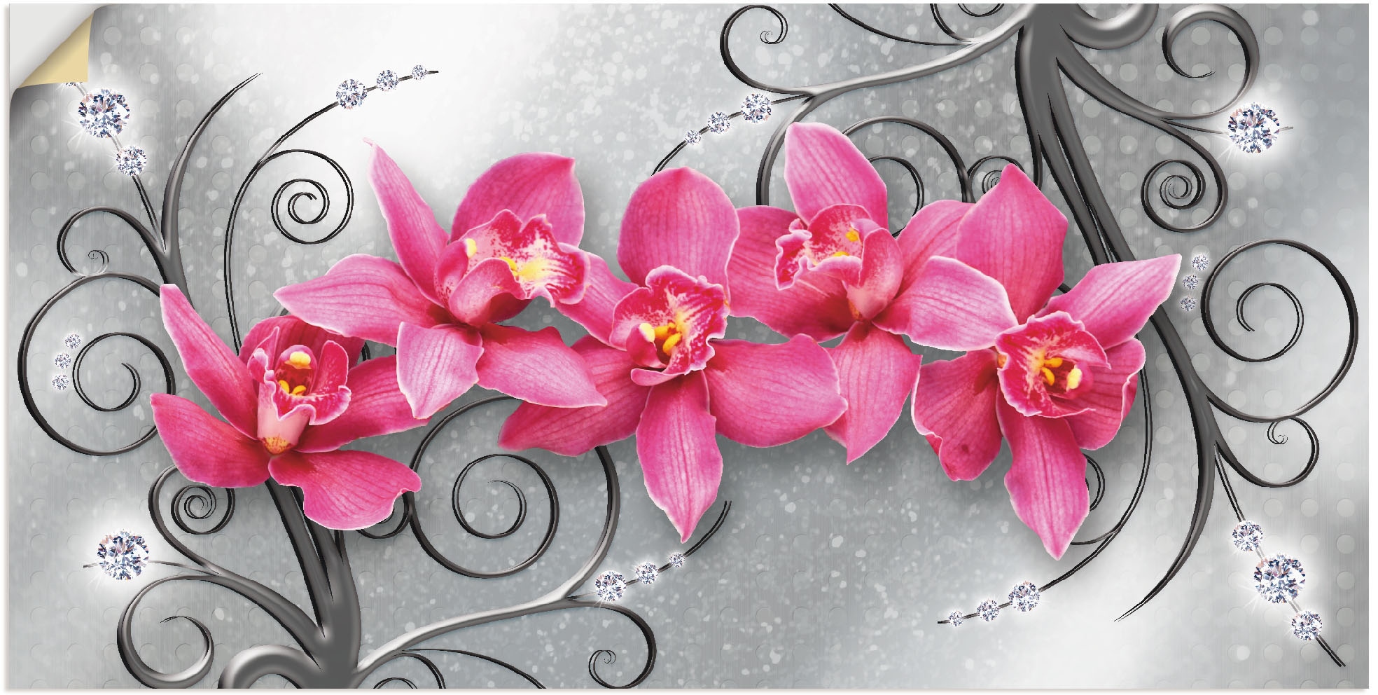 Poster (1 Blumenbilder, »rosa Leinwandbild, als auf kaufen auf oder versch. in St.), Wandaufkleber Wandbild Alubild, Ornamenten«, Orchideen Raten Artland Größen