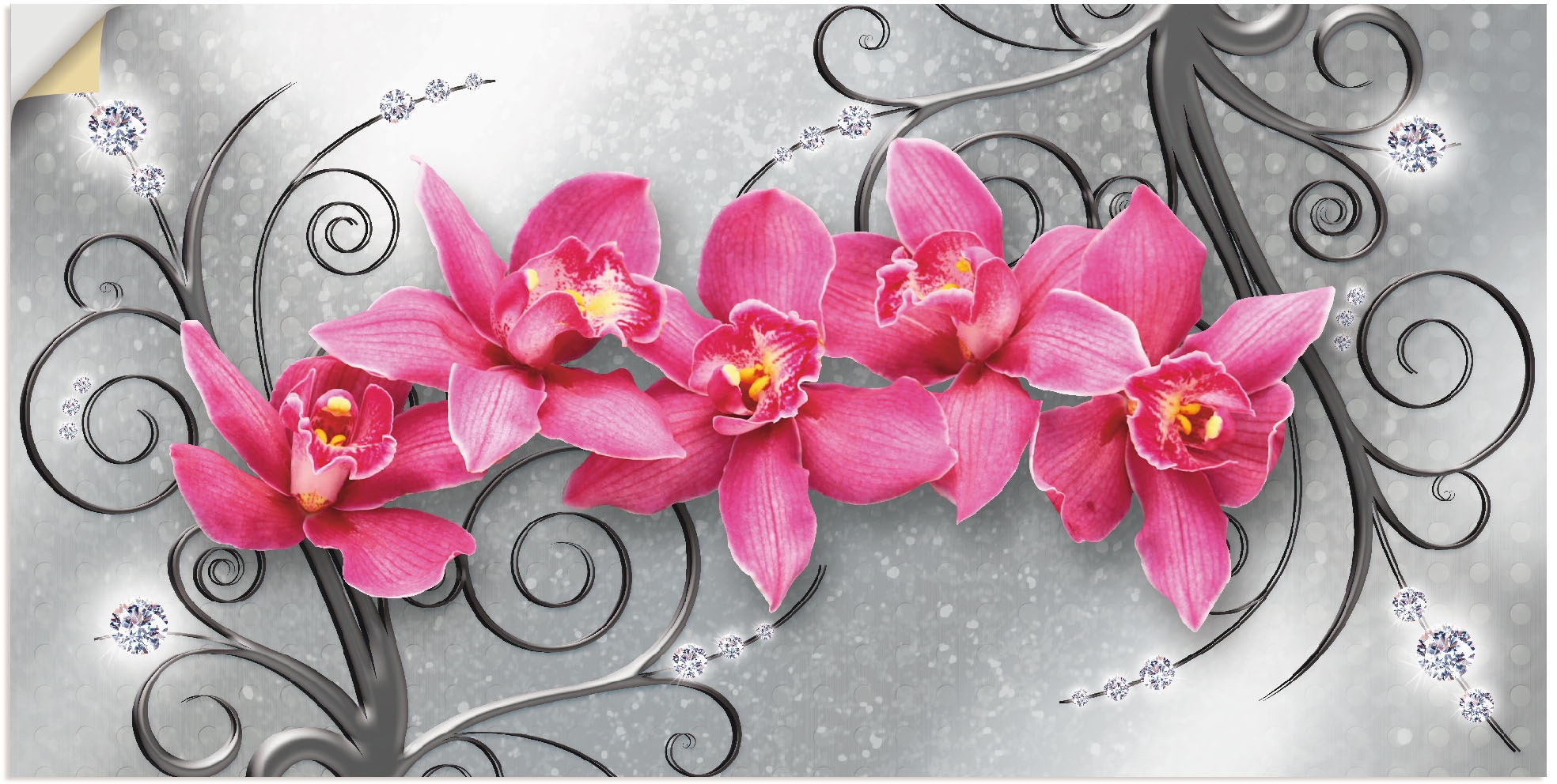 Artland Wandbild »rosa Orchideen auf Ornamenten«, Blumenbilder, (1 St.), al günstig online kaufen