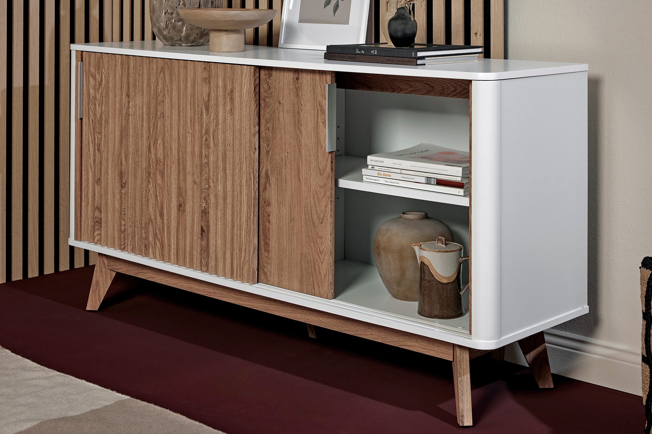 Jahnke Sideboard »WAVE SBS 145«, (1 St.), Retro-Stil, mit 2 Schiebetüren, ca. 148 cm
