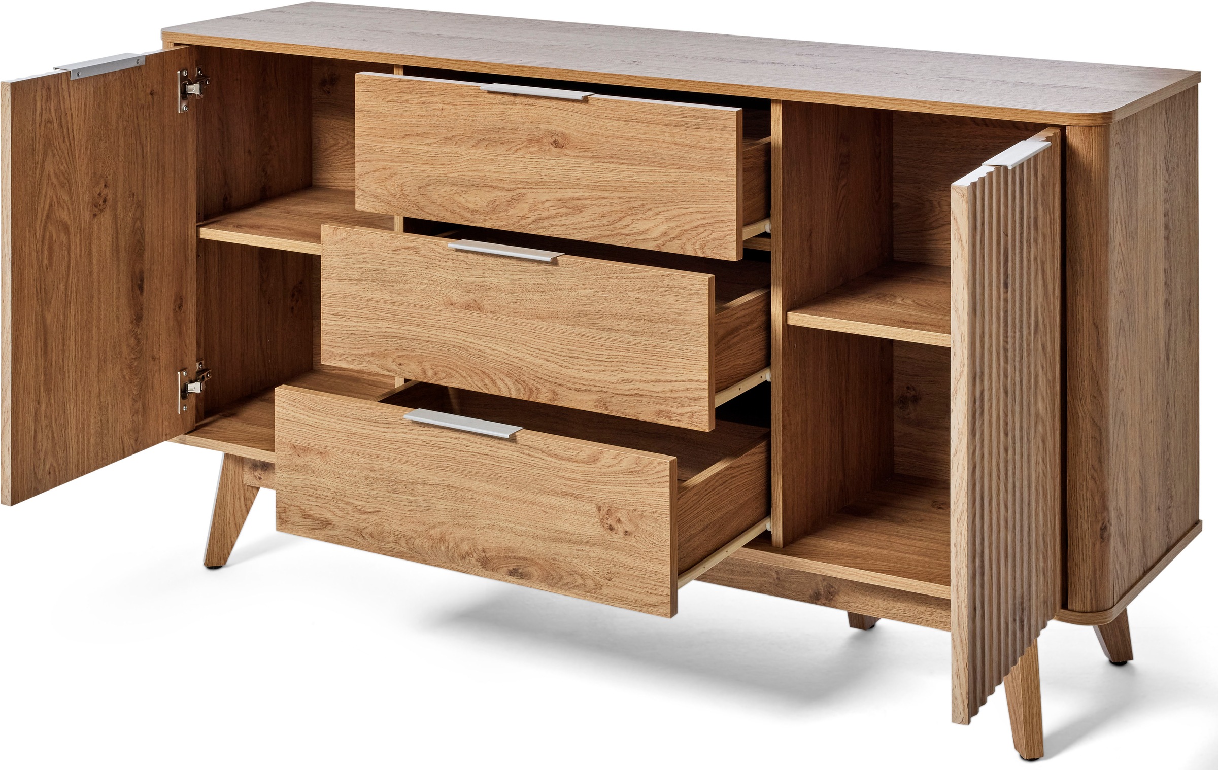 Jahnke Sideboard »WAVE SB 150«, (1 St.), Sideboard, Retro-Stil, Front in Wellendesign, Breite ca. 150 cm