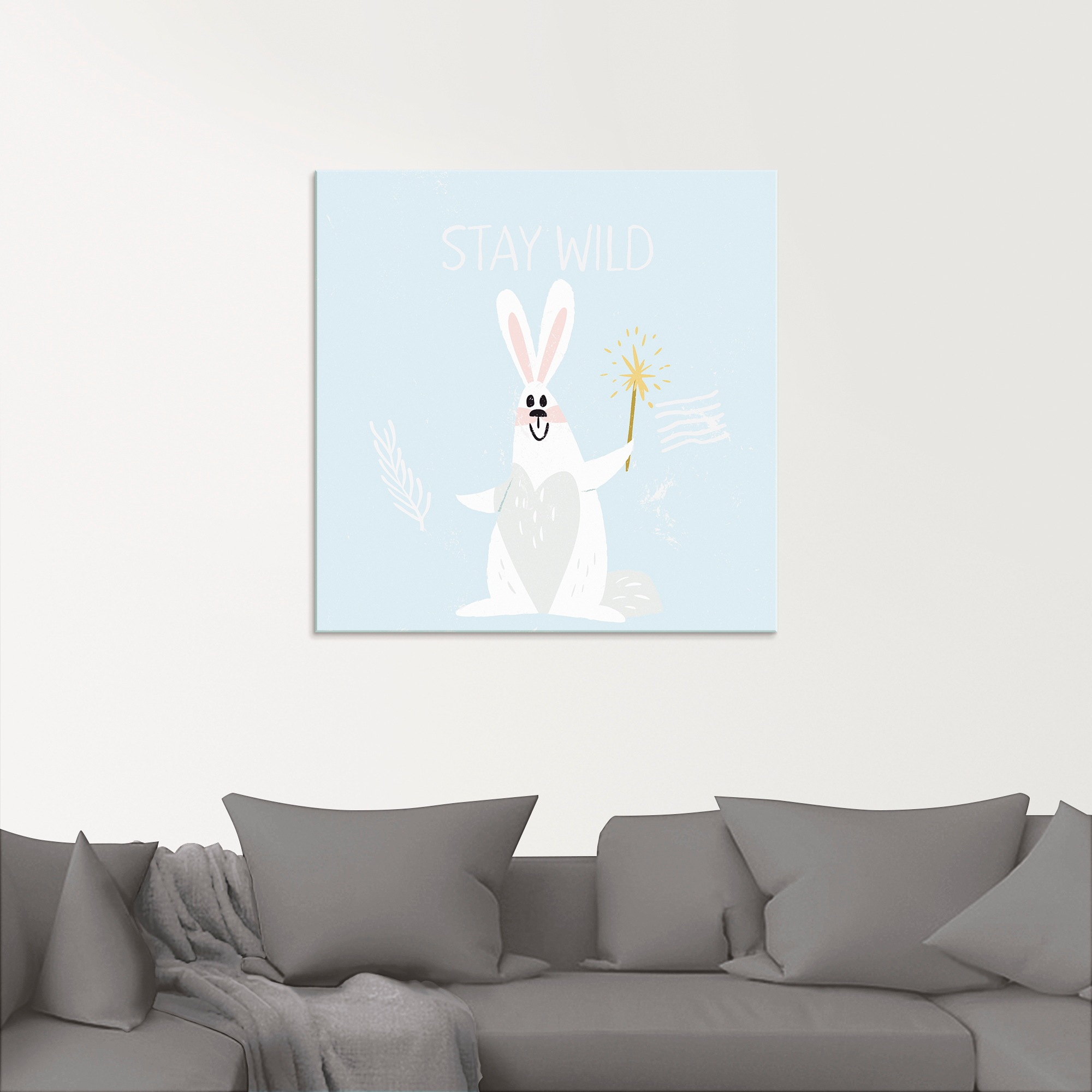 Artland Glasbild »Bleib Wild Kleiner Winter Hase im Schnee«, Tiere, (1 St.), in verschiedenen Größen
