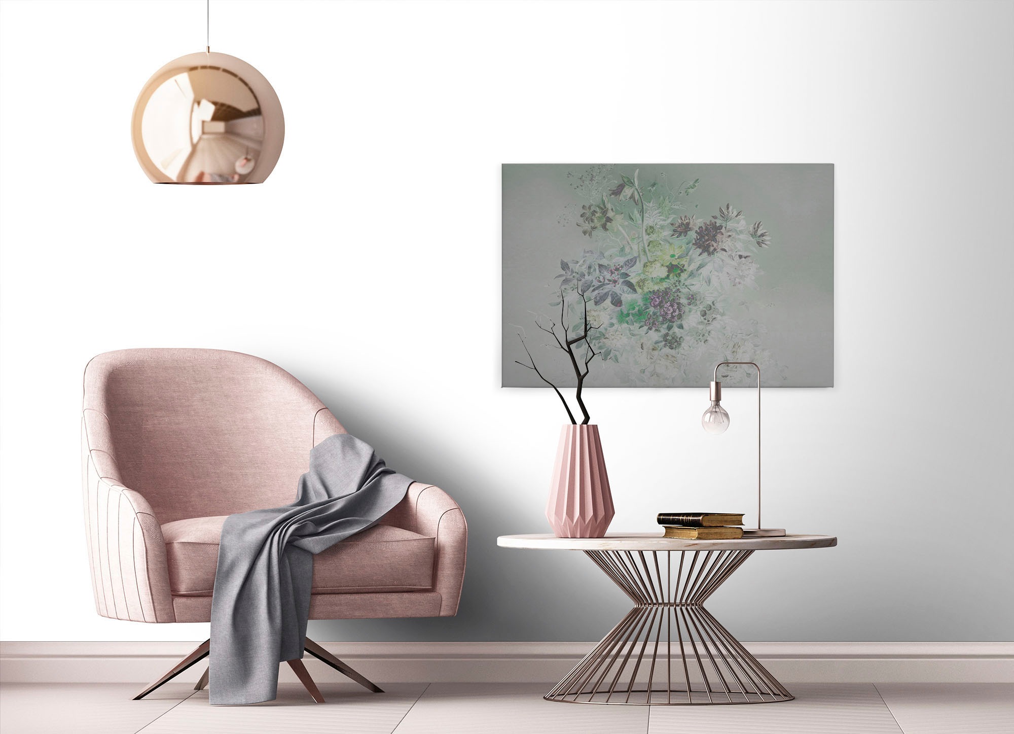 A.S. Création Leinwandbild »bouquet pastel«, Kunst-Blumen-Kinder, (1 St.), Keilrahmen Blumen Floral Grau Pastel Leinwand-Bild Wohnzimmer modern