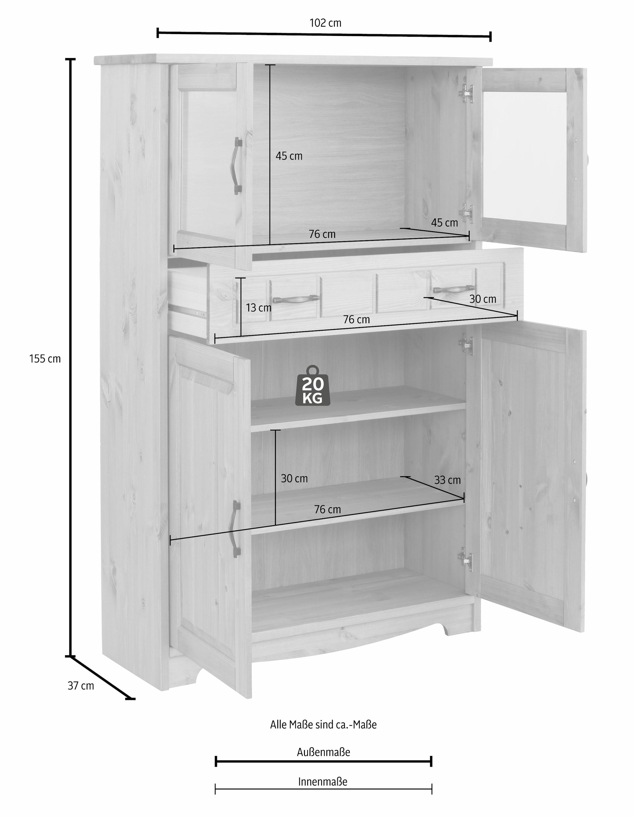 Home affaire Highboard »Trinidad«, Vitrine, Breite 102 cm