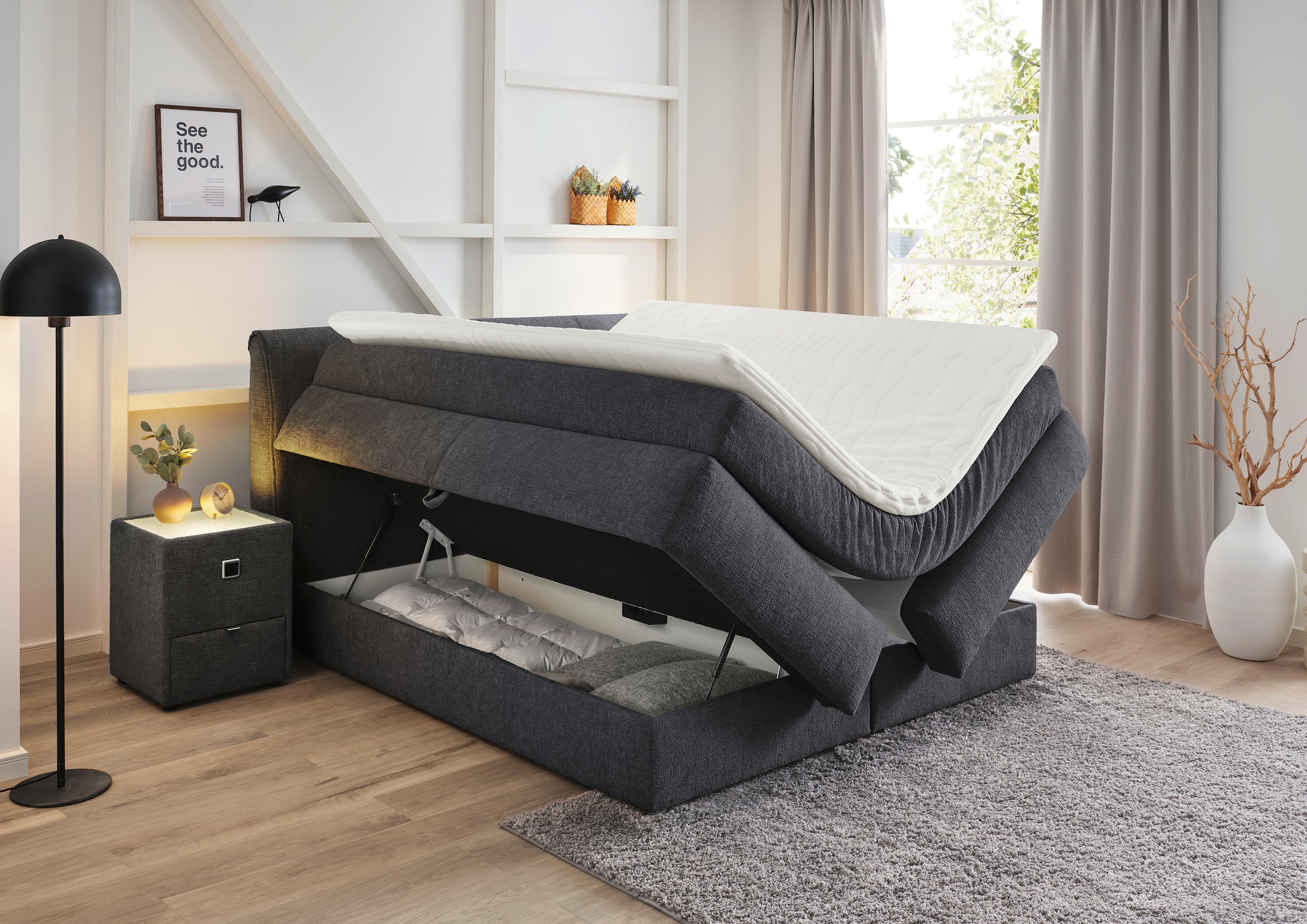 Jockenhöfer Gruppe Boxspringbett »"Carla", OTTOs Choice! Topseller, wahlweise mit oder ohne Bettkasten«, inkl. 4 Kissen, erhältlich in den Breiten 160 & 180cm