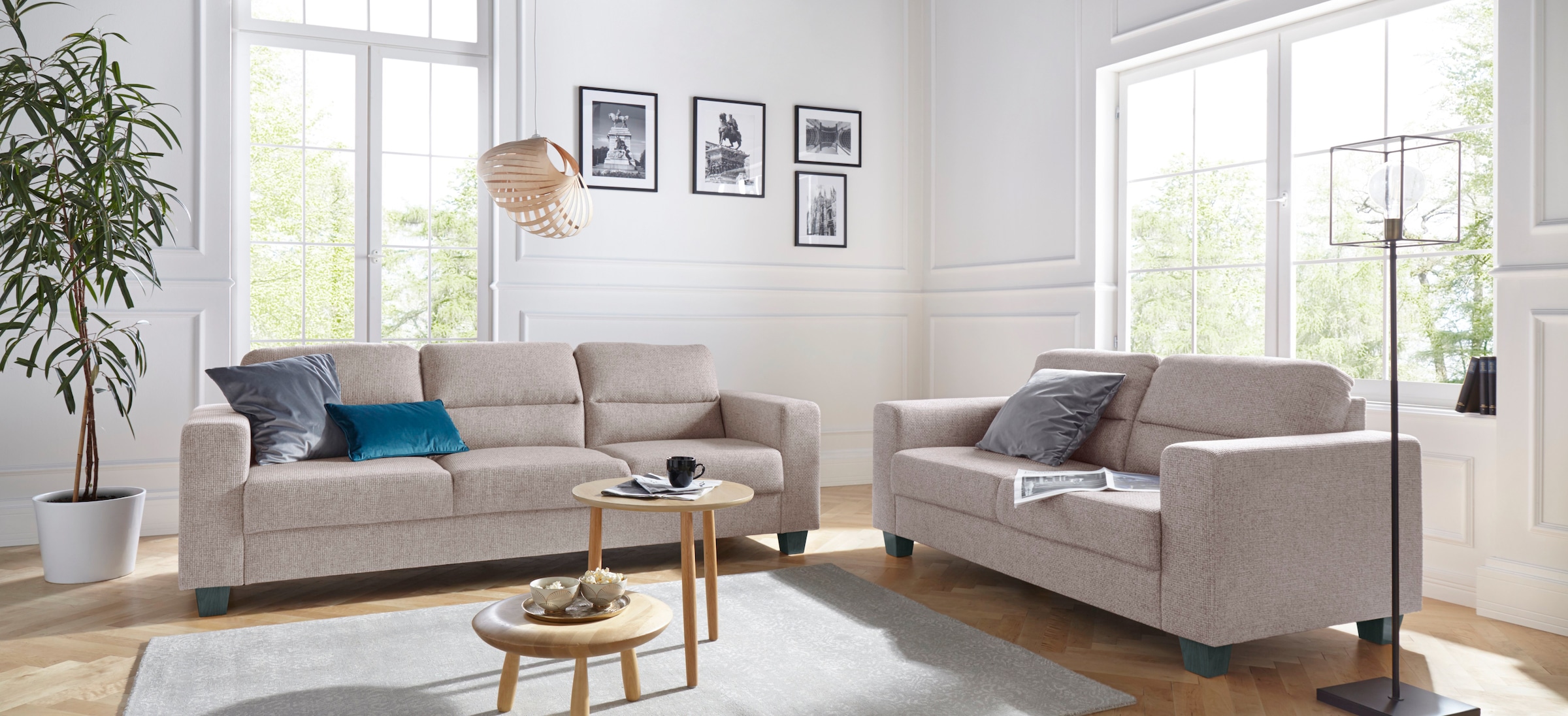 TRENDMANUFAKTUR 2,5-Sitzer »Chamber mit hohem Sitzkomfort«, in zeitloser Optik, Kopfstützen optional bestellbar