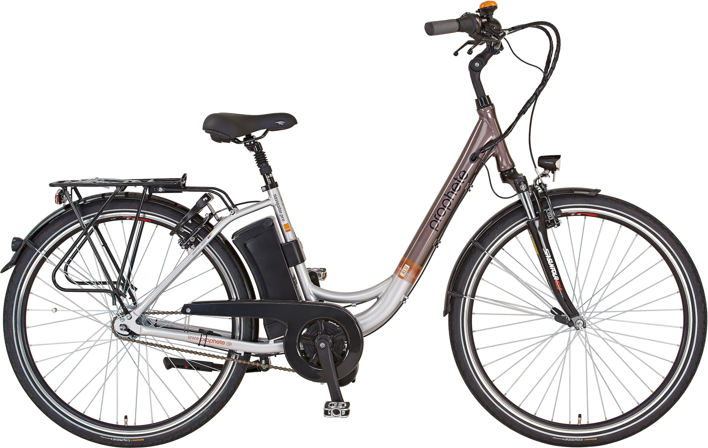Prophete E-Bike »Geniesser pro inkl. Seitentasche«, 7 Gang, Shimano, Nexus,  Mittelmotor 250 W, (Set, mit Seitentasche) online bestellen