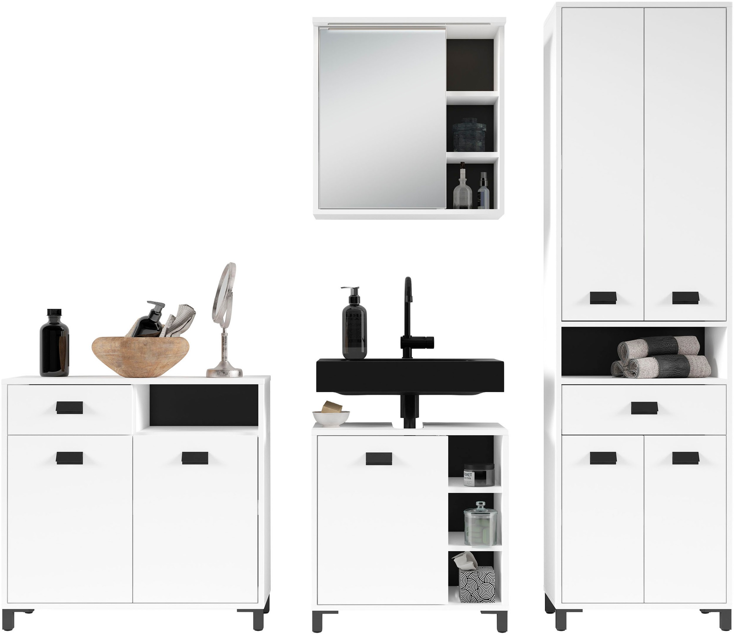 byLIVING Waschbeckenunterschrank »Wellness«, (1 St.), 60cm Waschbeckenunterschrank mit Metallgriff und viel Stauraum.