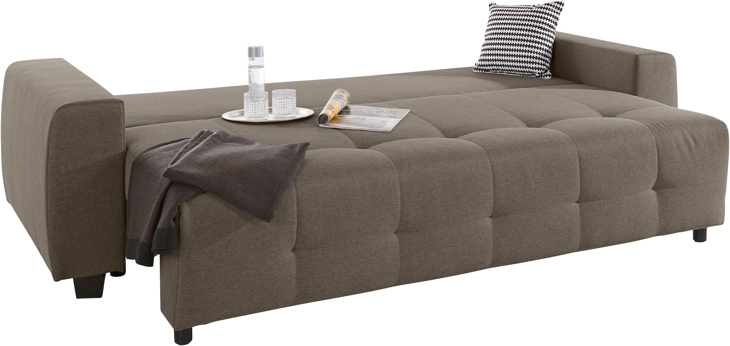 COLLECTION AB Schlafsofa »Bella«, mit Bettfunktion und Bettkasten, inkl. loser Rücken- und Zierkissen