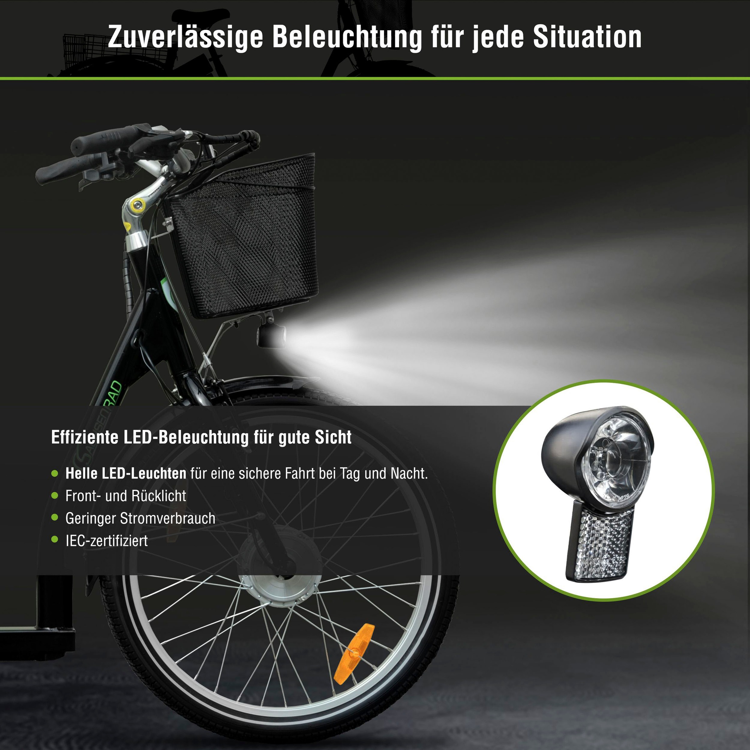 SachsenRad »T3A Trio II Faltbar mit Alarmanlage« 7 Gang Shimano Kettenschaltung Frontmotor 250 W
