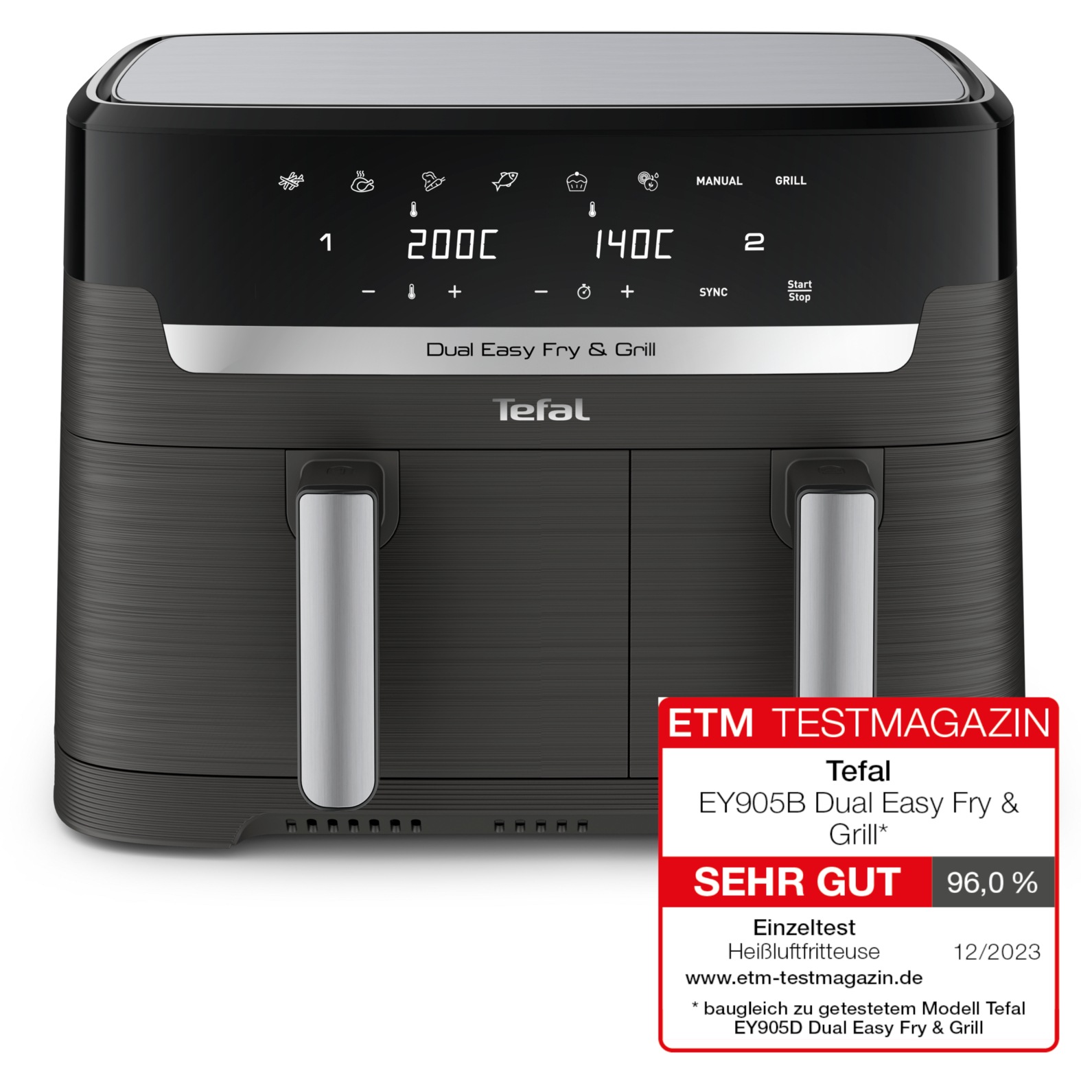 Tefal Heißluftfritteuse »EY905B Dual Easy Fry & Grill«, 2700 W, Doppelkamme günstig online kaufen