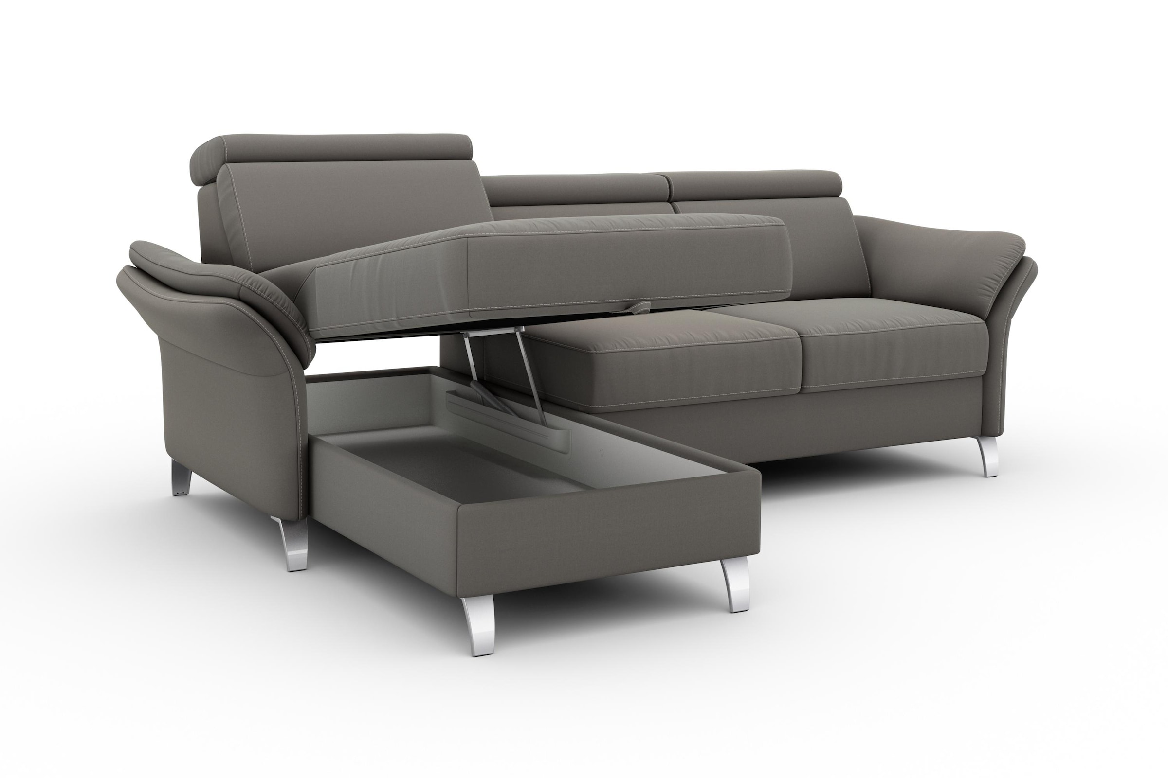 sit&more Ecksofa »Vincenzo L-Form«, inklusive Kopfteilverstellung, wahlweise mit Bettfunktion, Bettkasten