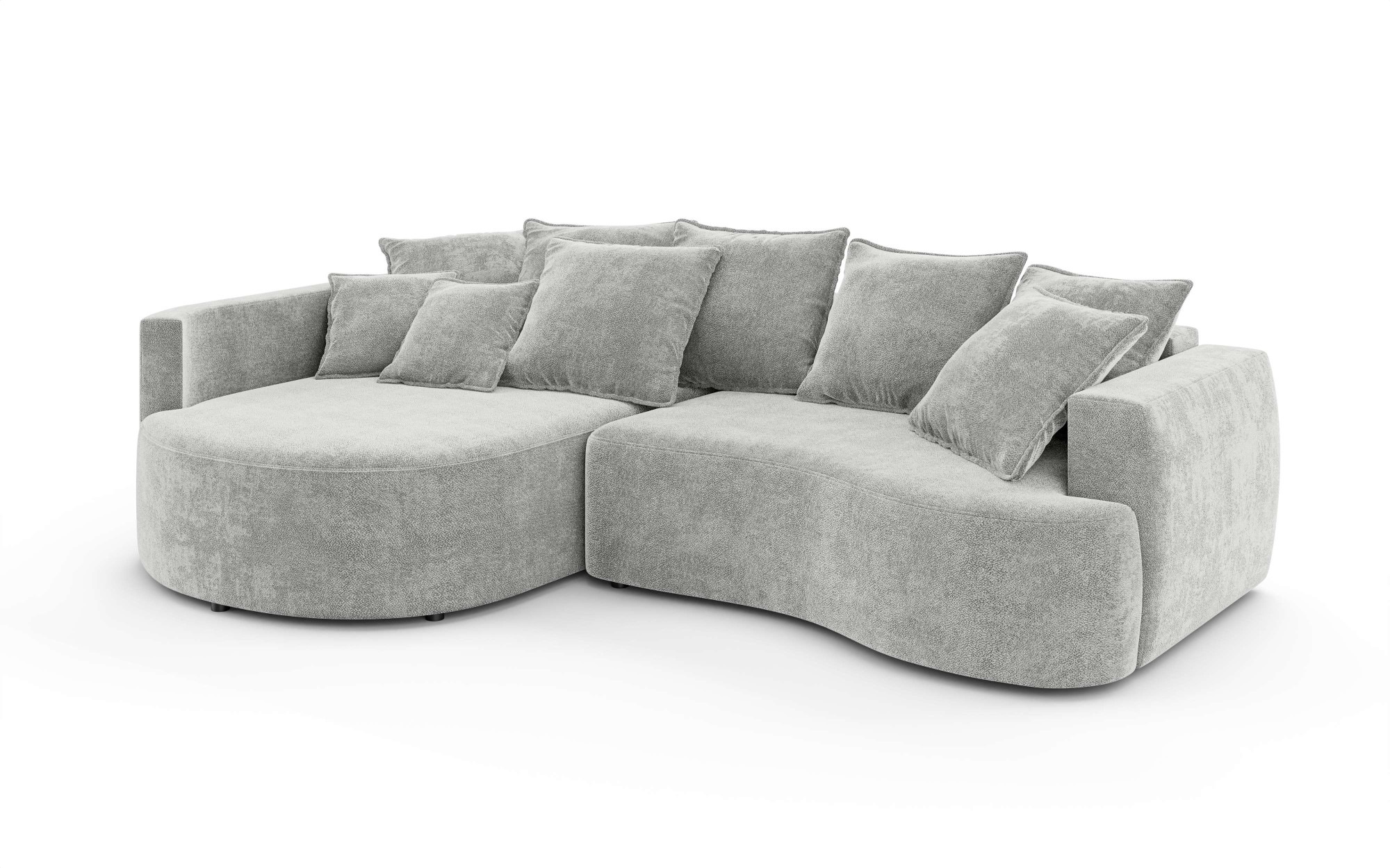 INOSIGN Ecksofa »Kahekili, Schlafsofa mit Bettkasten, Maße B/T/H: 255/181/90/ cm«, L-Form mit Wellenunterfederung, 7 Rückenkissen und 2 Zierkissen