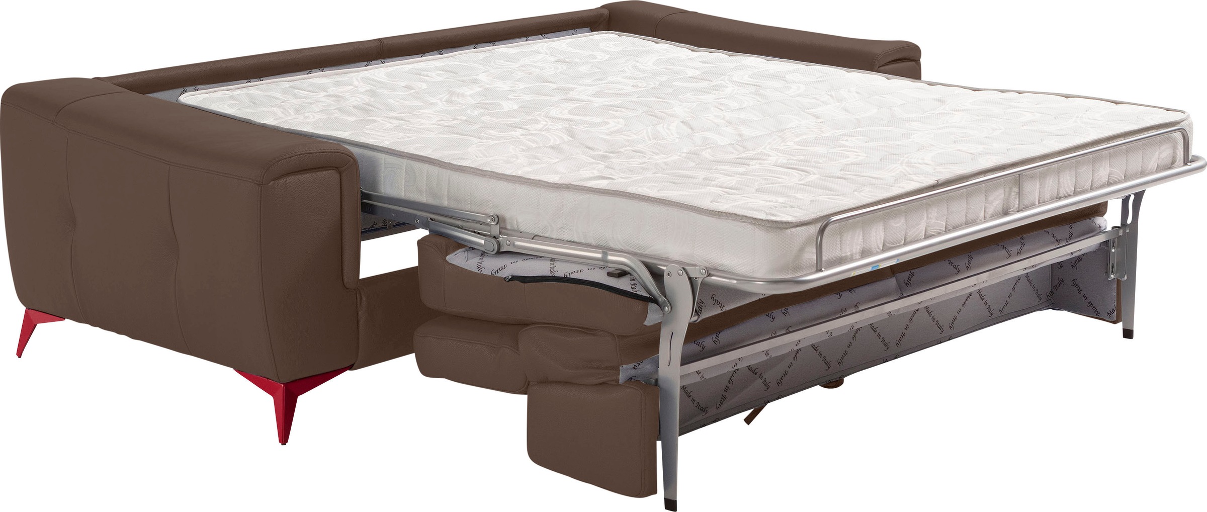 Egoitaliano Schlafsofa »Francine, Designsofa, Loungesofa mit Dauerschlaffunktion, Bettfunktion«, hochwertiger Metallbettrahmen & Matratze, Kopfteil manuell verstellbar