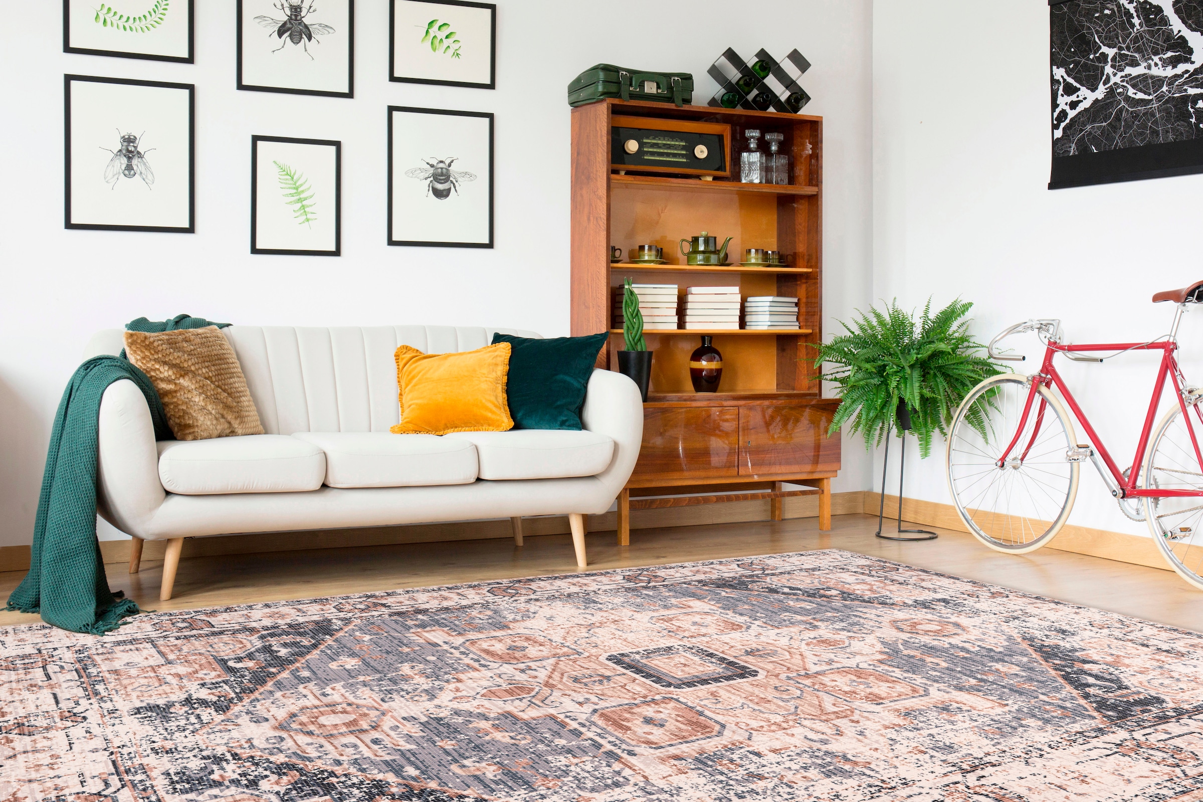 Arte Espina Teppich »Indiana 100«, rechteckig, 10 mm Höhe, Vintage Optik, Wohnzimmer