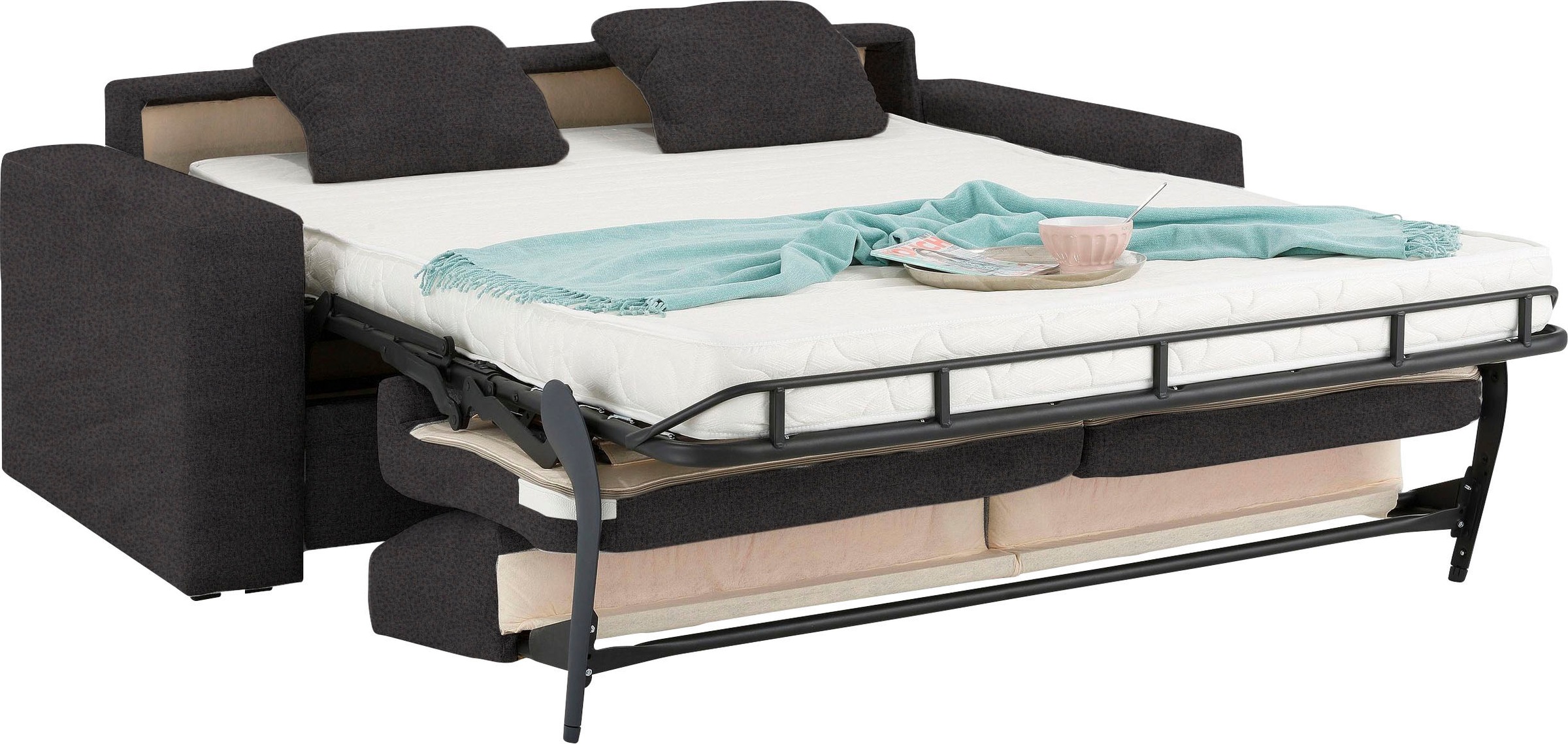 Home affaire Schlafsofa »Roma Matratzenhöhe 14 cm«, Dauerschlaffunktion, mit Unterfederung, Lattenrost, Matratze