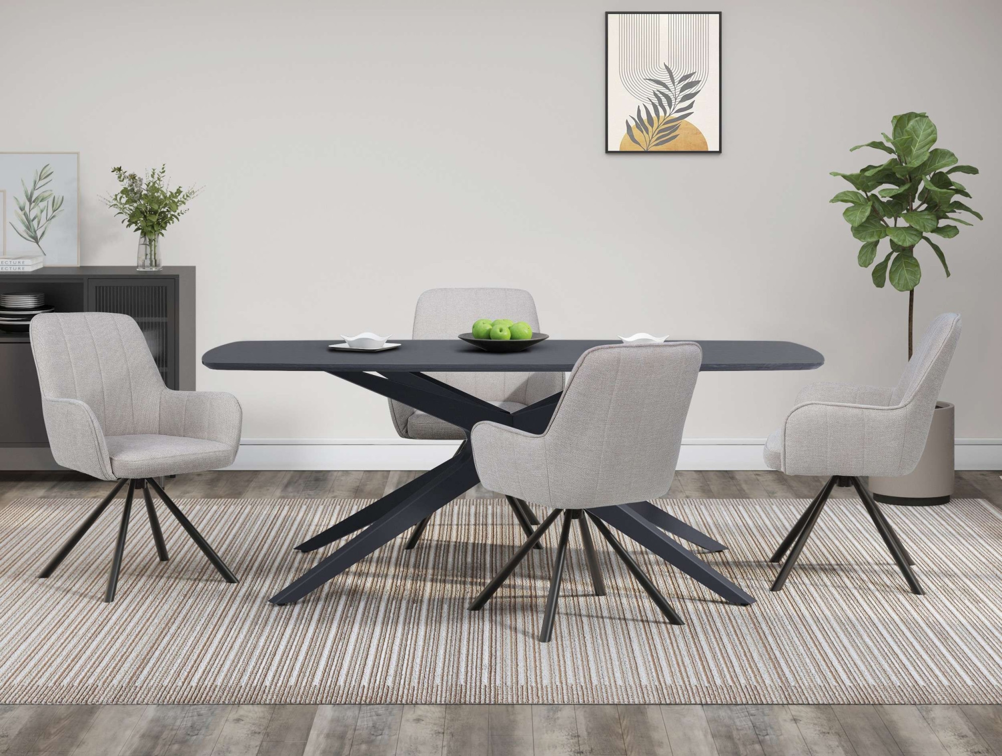 OTTO home Esstisch »Dakona« Tischplatte mit Holzstruktur, schwarze Metallbeine, Höhe 76 cm