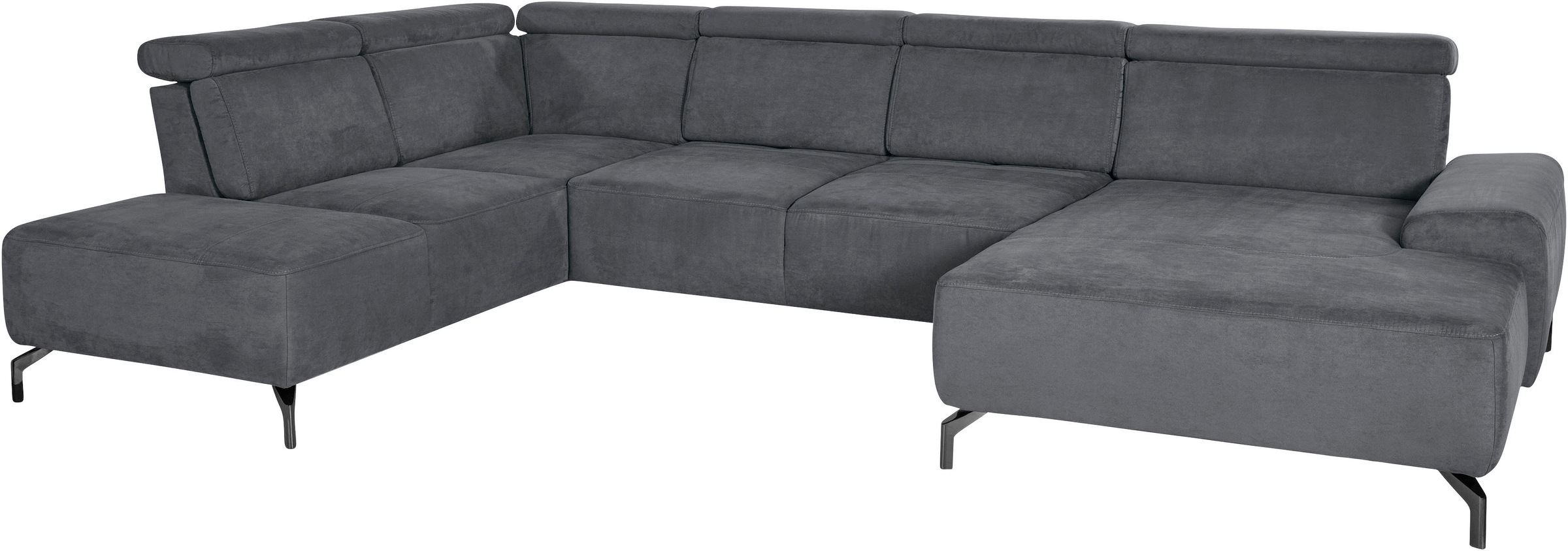 sit&more Wohnlandschaft »Gizeh U-Form«, 15 cm Fußhöhe, inklusive Sitztiefenverstellung und Kopfteilverstellung