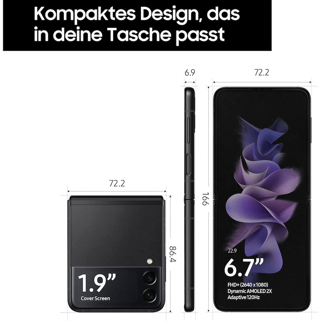 Samsung Smartphone »Galaxy Z Flip3 5G, 256GB«, black, 17,03 cm/6,7 Zoll, 256 GB Speicherplatz, 12 MP Kamera