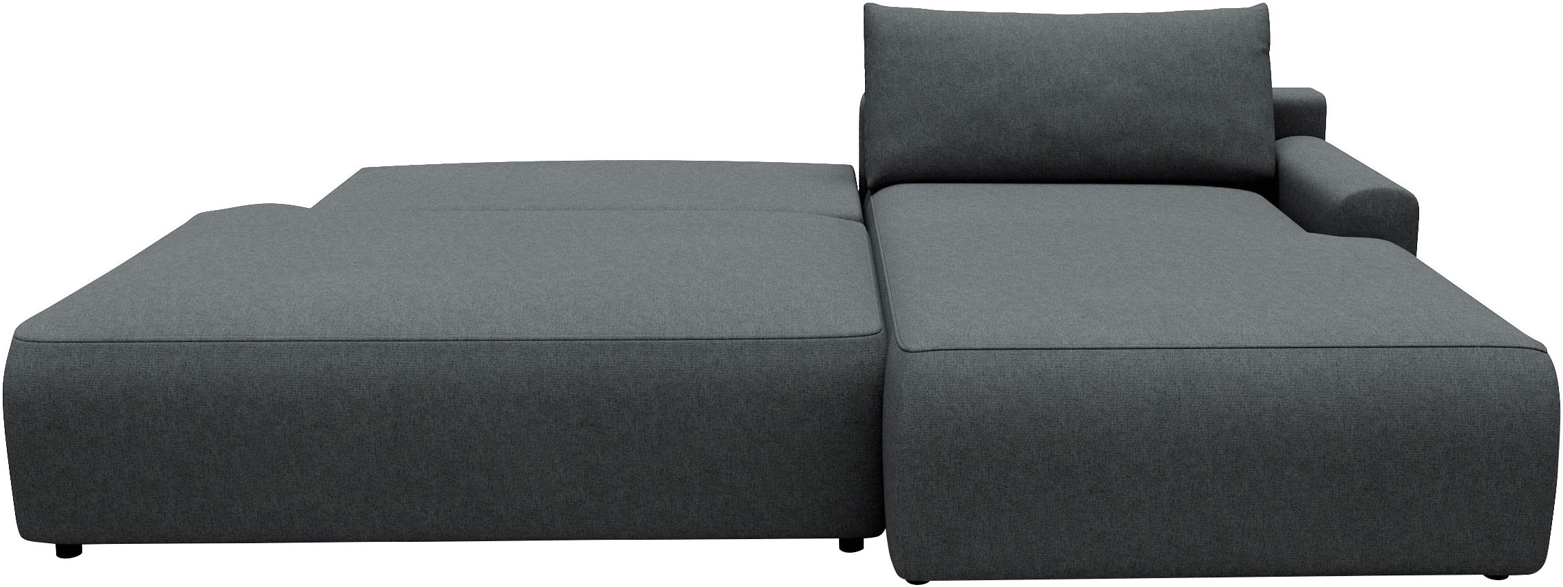 TRENDMANUFAKTUR Ecksofa »Prag, Schlafsofa mit Bettkasten, Couch in L-Form, Breite 253 cm« in feinem Strukturstoff, anthrazit, Recamiere rechts