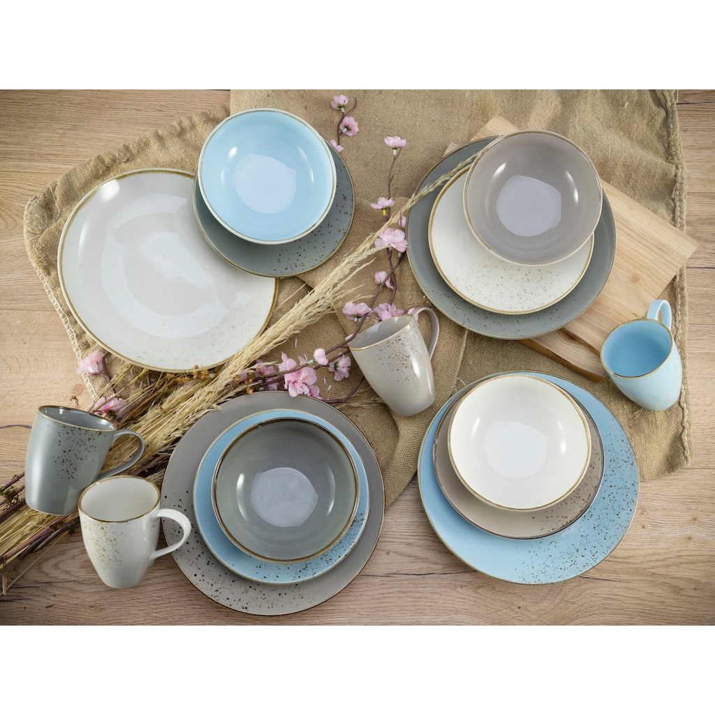 CreaTable Kombiservice »Geschirr-Set NATURE COLLECTION Scandic«, (Set, 16 tlg., Kaffeeservice und Tafelservice im Set, für 4 Personen)