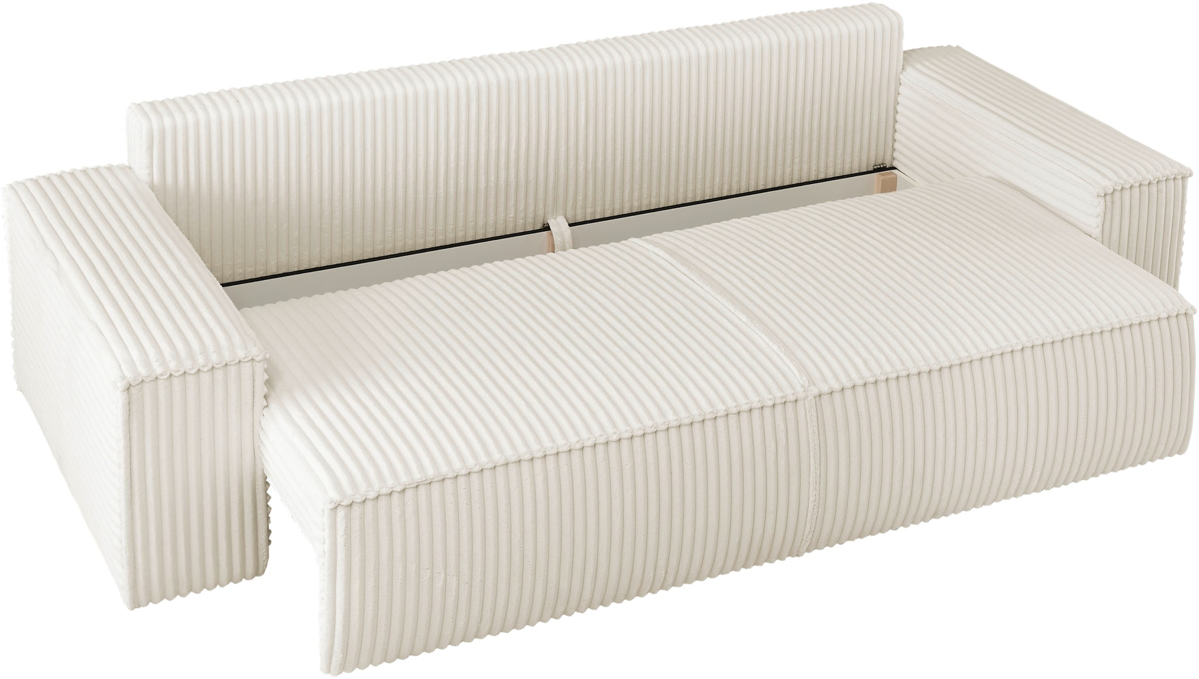 andas 3-Sitzer »FINNLEY Schlafsofa 257 cm, Schlaffunktion mit Bettkasten (200/136cm)«, in Aqua Clean-Bouclé, Struktur fein u. Cord