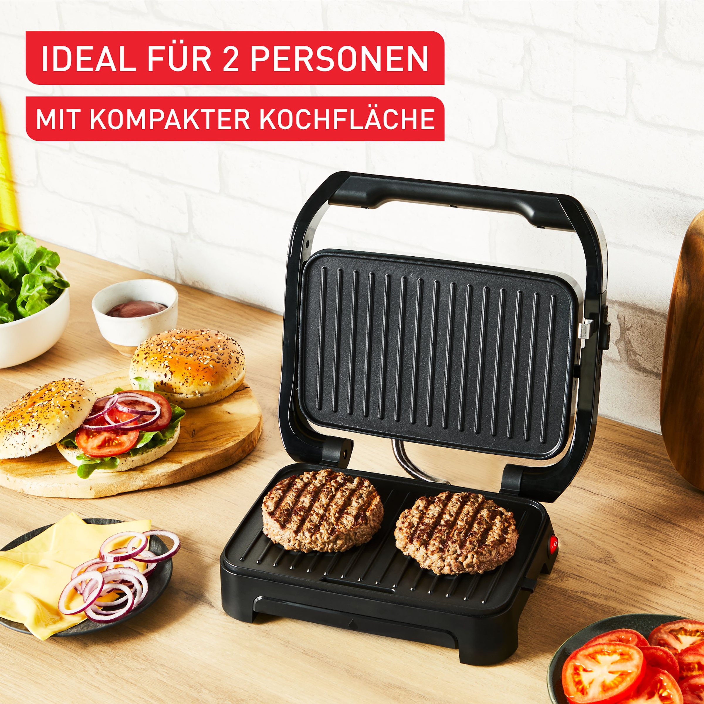 Tefal Kontaktgrill »GC270D Inicio Compact«, 1000 W, besonders kompakt, 2-in-1 Panini/Grill, Edelstahlgehäuse