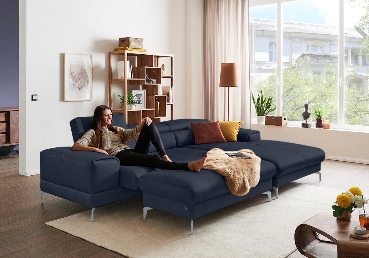 W.SCHILLIG Polsterhocker »piedroo, Designsofa mit tollem Sitzkomfort, bequem, L-Form«, Füße in Silber matt