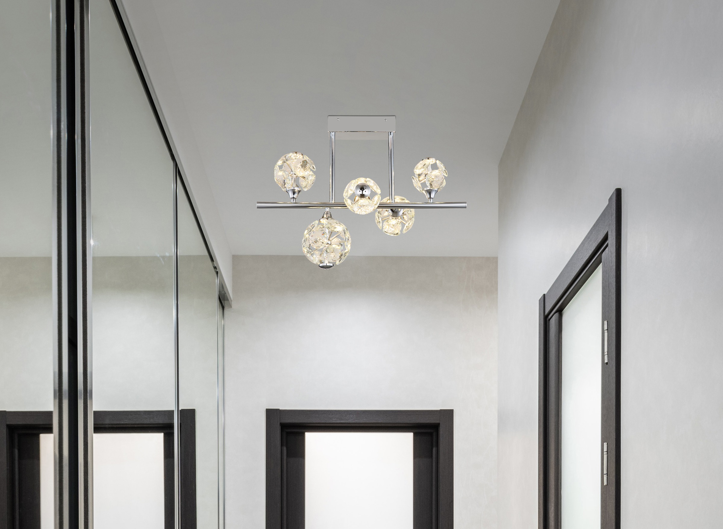 GLOBO LIGHTING LED Deckenleuchte »VIRINA« LED-Modul 1 Stk. Warmweiß Deckenlampe/Kristalle/Wohnzimmer/Essbereich/LxBxH: 610x300x460mm