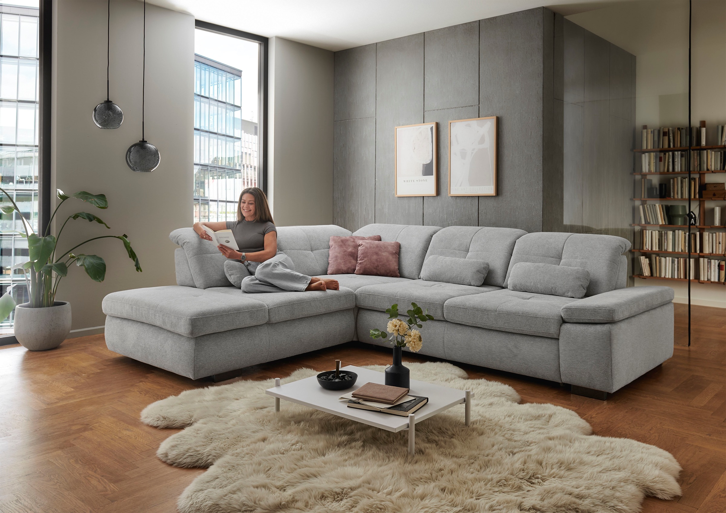 Die PlanBar Ecksofa »MP-IN16012 L-Form mit Federkern-Polsterung«, inkl. Sitztiefenverstellung, optional mit Funktionen