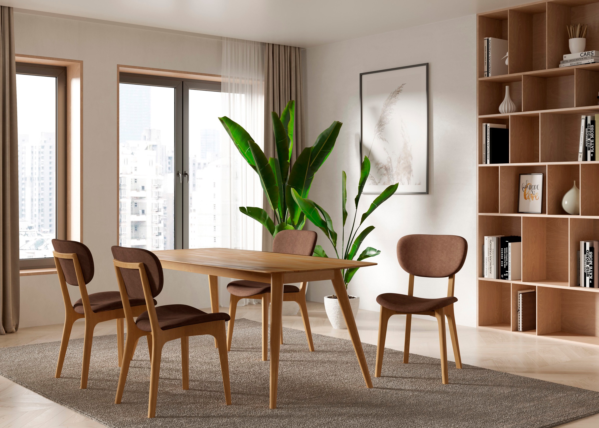 INOSIGN Stuhl »COZY Made in Italy«, (Set), 2 St., Microfaser, Gestell in Buche, Kirsch- oder Nussbaum, Massivholz, Design Stuhl