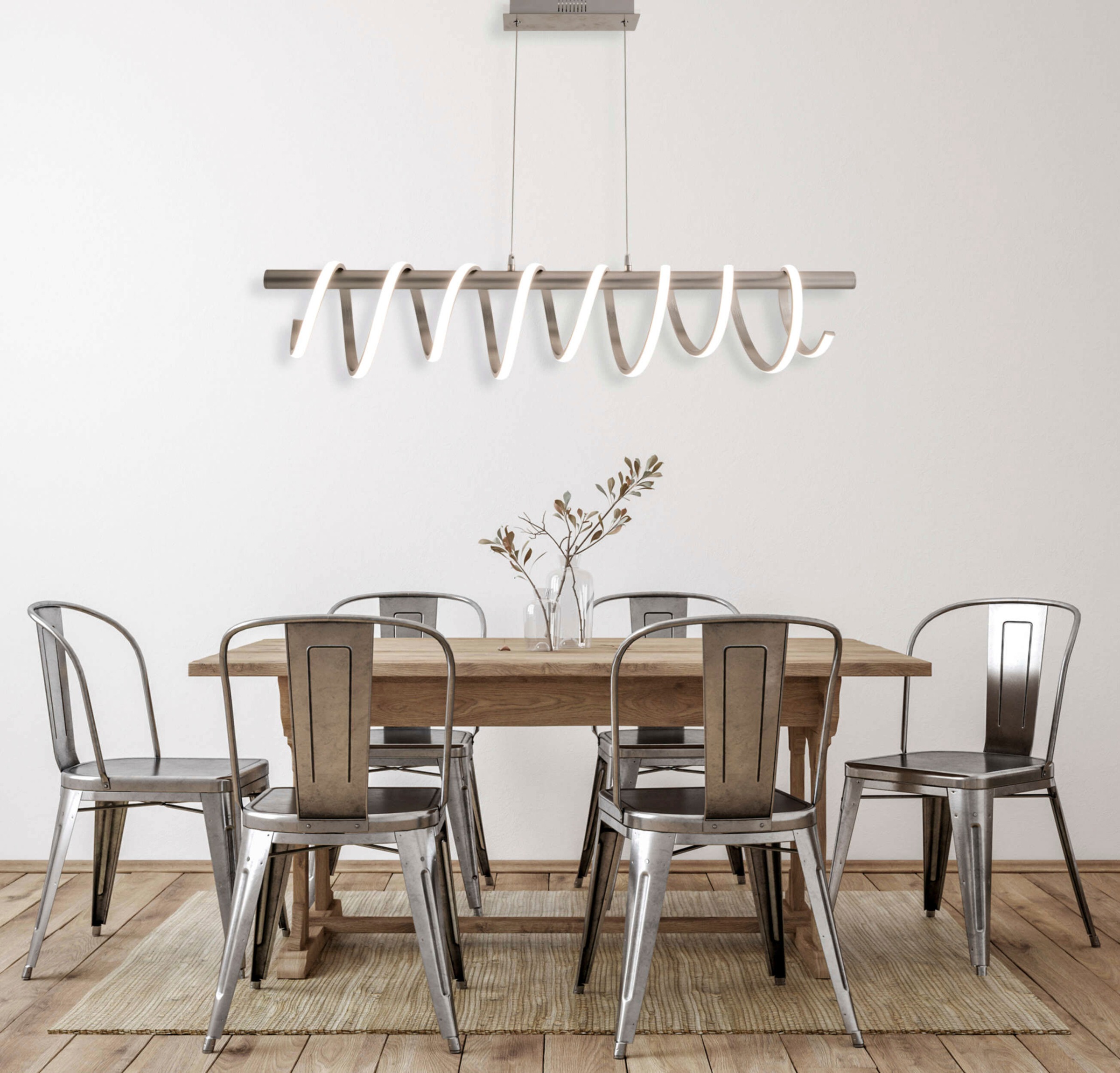 näve LED Pendelleuchte »Belleza«, 1 flammig, Leuchtmittel LED-Modul | LED fest integriert, Hängeleuchte warmweiß, 3-Stufen-dimmbar, 35W, L:100cm, silberfarben