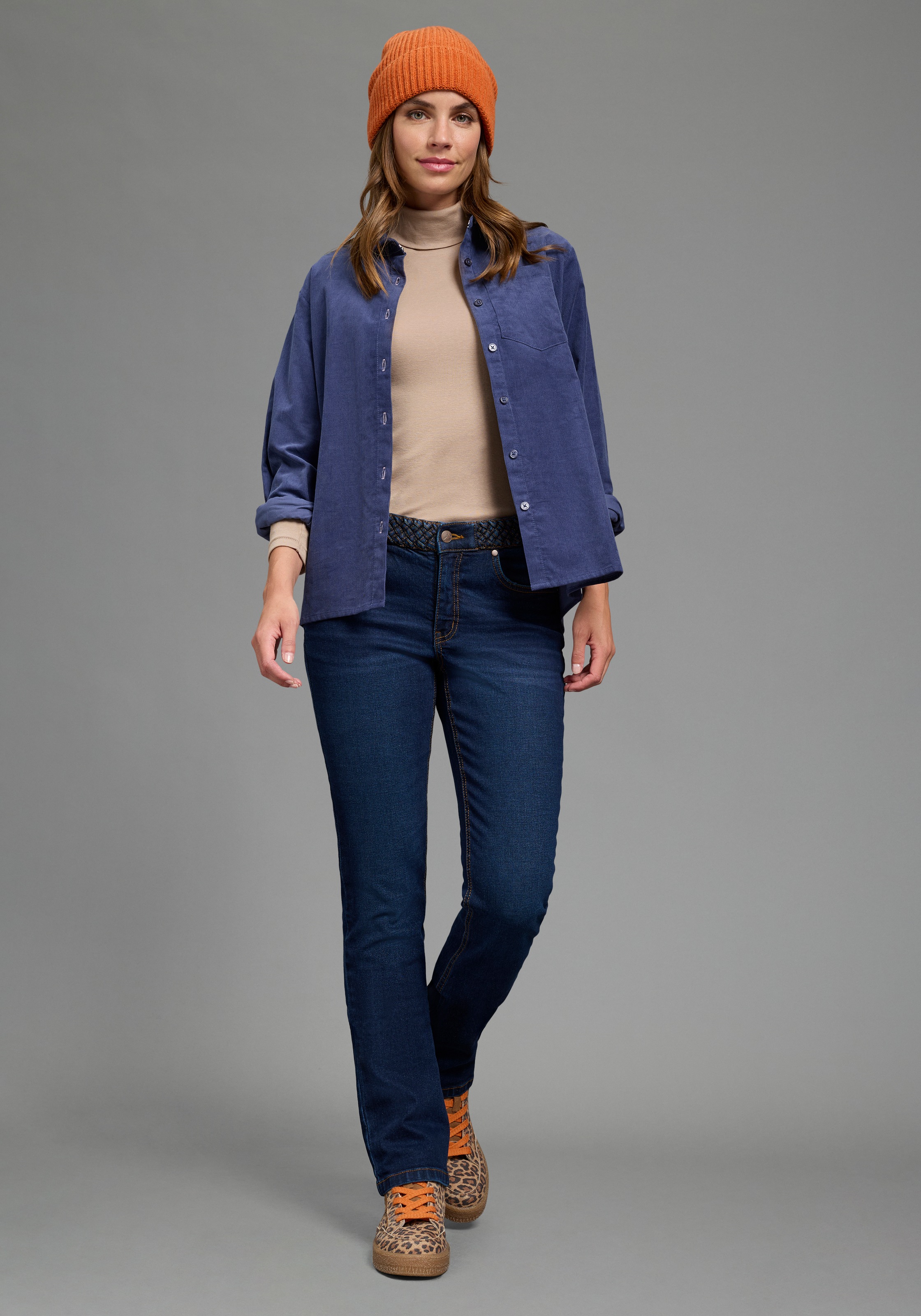 Arizona Gerade Jeans »mit Jeansgürteloptik« Straight-Fit, gerader Beinverlauf, normale Leibhöhe