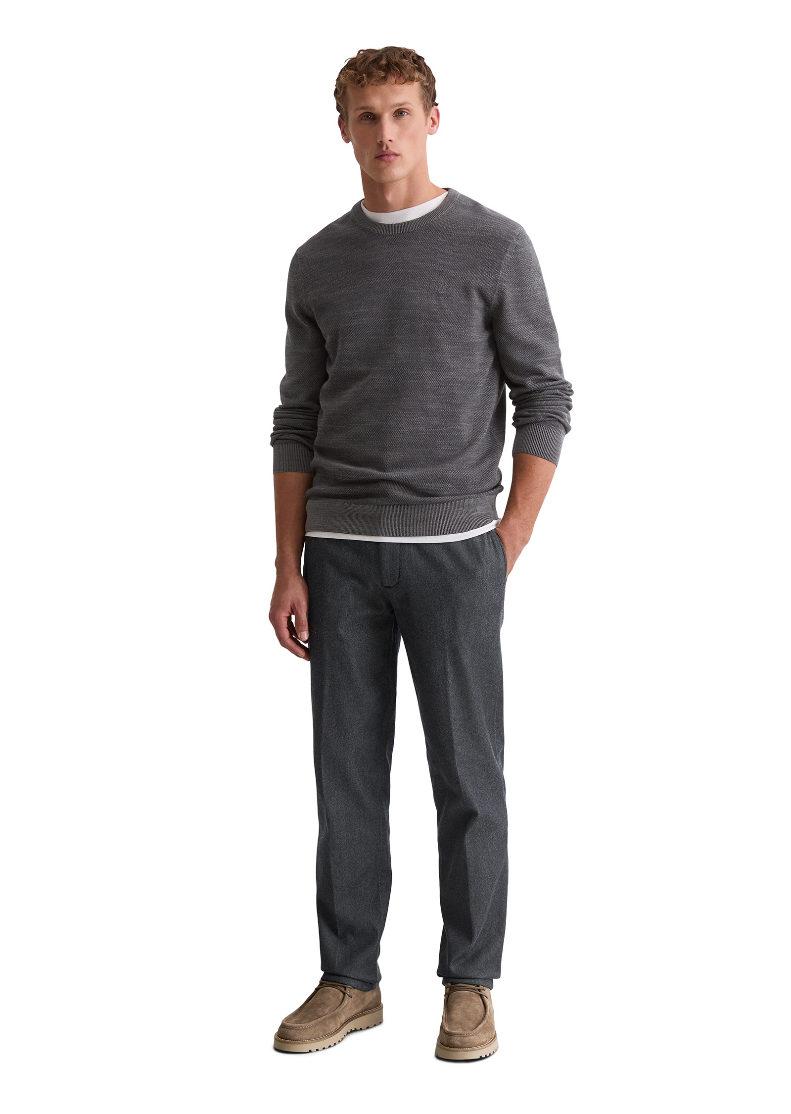 Marc O'Polo Rundhalspullover in Piqué-Struktur