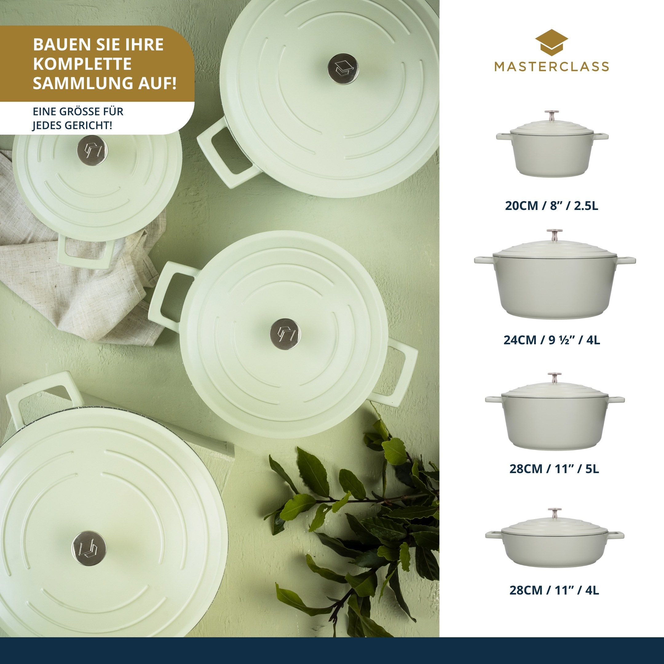 Master Class Kasserolle »MasterClass«, Aluminiumguss, flach, 2,5 L, ultraleicht, kratzfeste Antihaftbeschichtung, Induktion