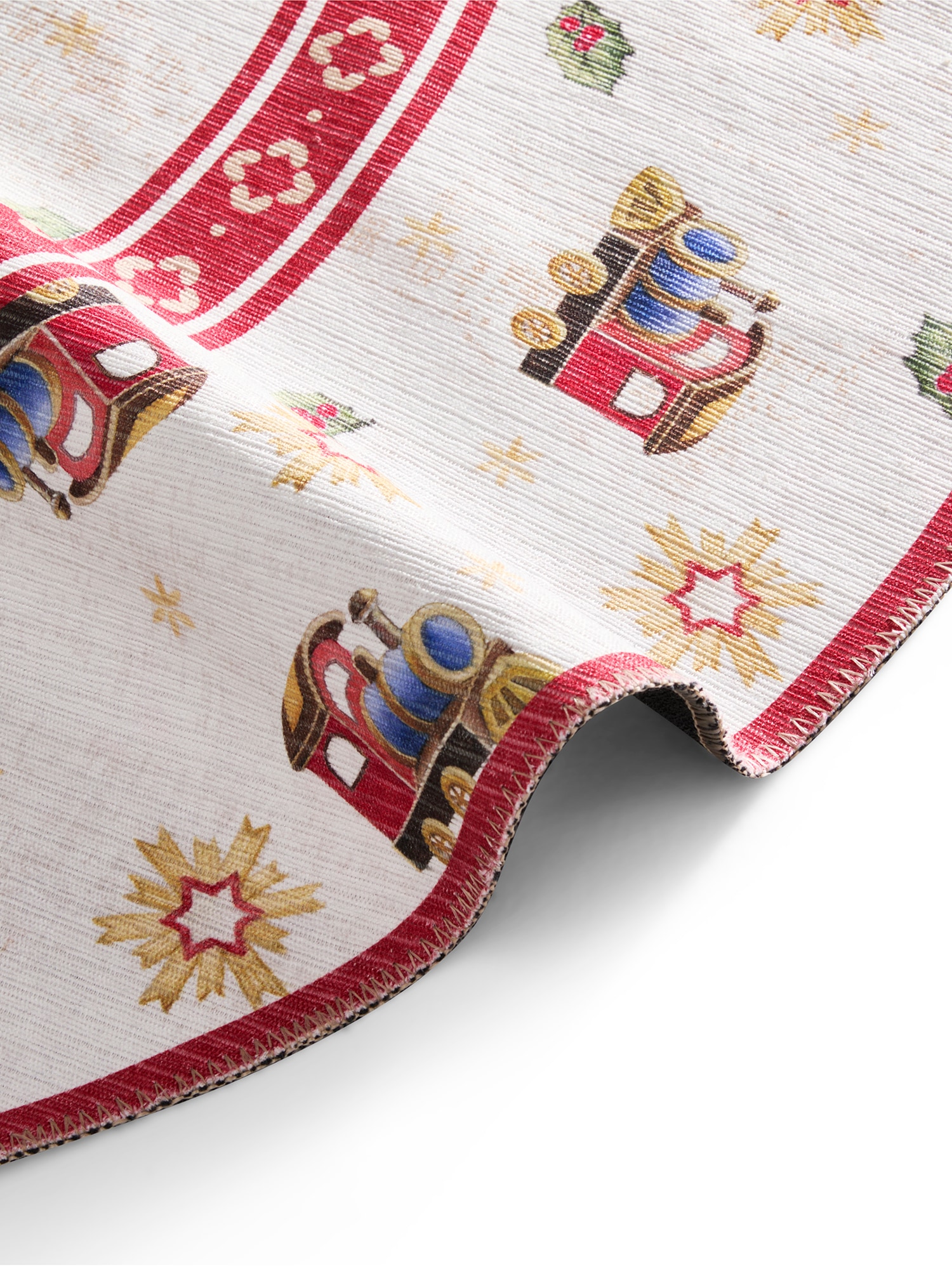 Villeroy & Boch Teppich »Toy's Deleight Limited Edition Christmas Train«, rund, 3 mm Höhe, Limited Edition, Weihnachten, Wohnzimmer, Baumrock, Waschbar, Rund