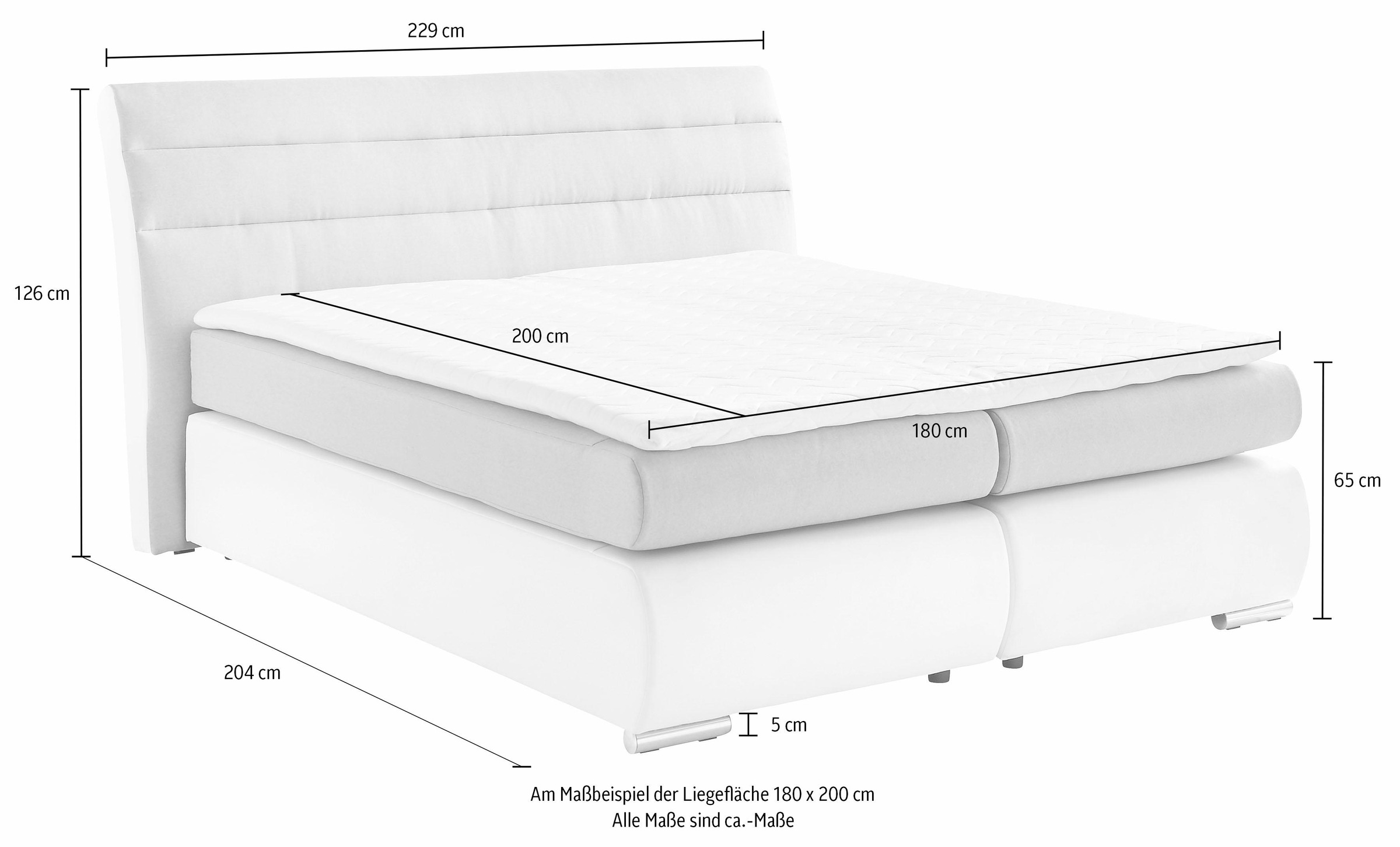 Places of Style Boxspringbett »Luna«, bis zu 3 Härtegrade, incl. Topper