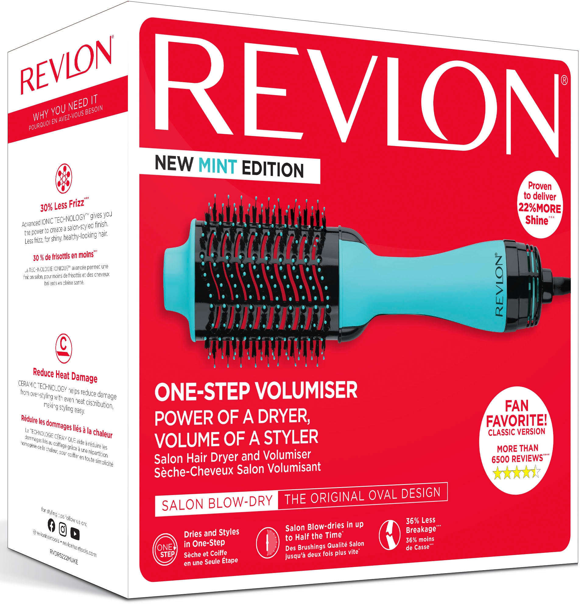 Revlon Warmluftbürste »RVDR5222MUKE«, 1 Aufsätze}, Kombination aus leistungsstarkem Haartrockner und Volumenbürste