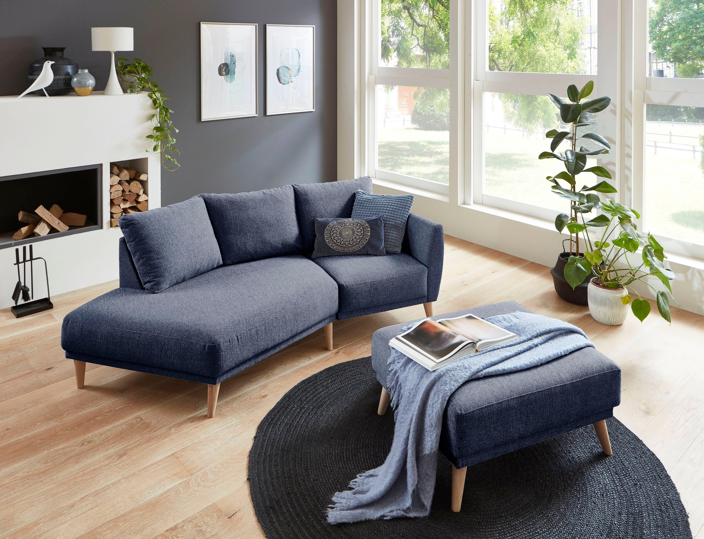 ATLANTIC home collection 2,5-Sitzer »Elvis«, Polsterecke mit offenem Ende im skandinavischen Stil, Massivholzfüße