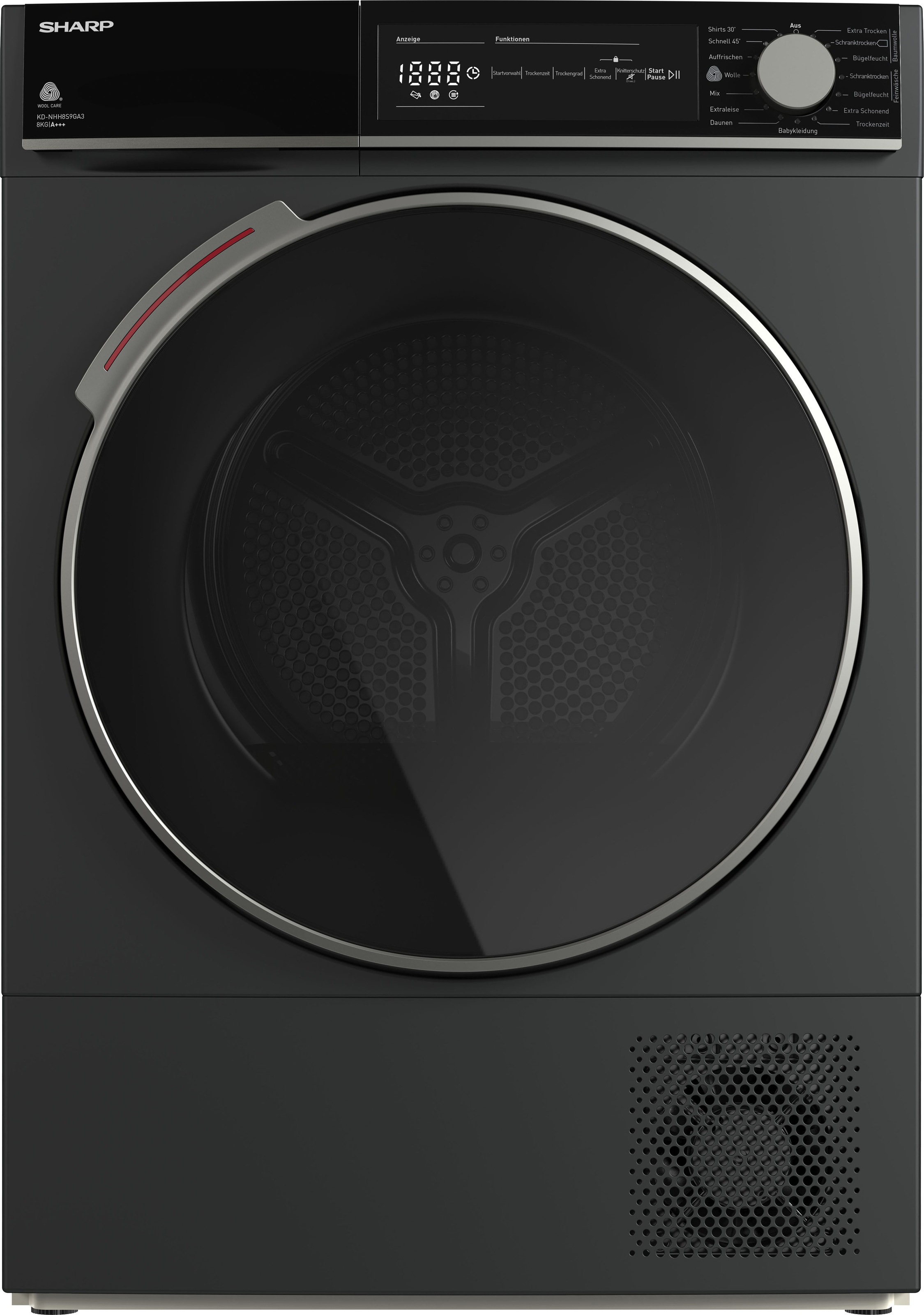 SHARP Wärmepumpentrockner »KD-NHH8S9GA3-DE« 8 grau BuzzerStop